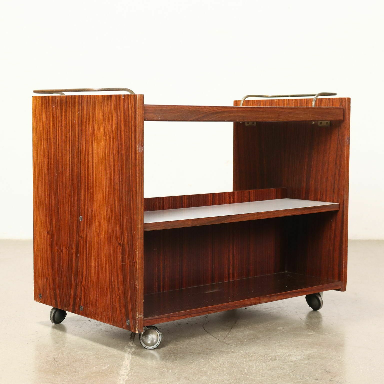 photo furniture Service Trolley Exotic Wood Italy 1960s
