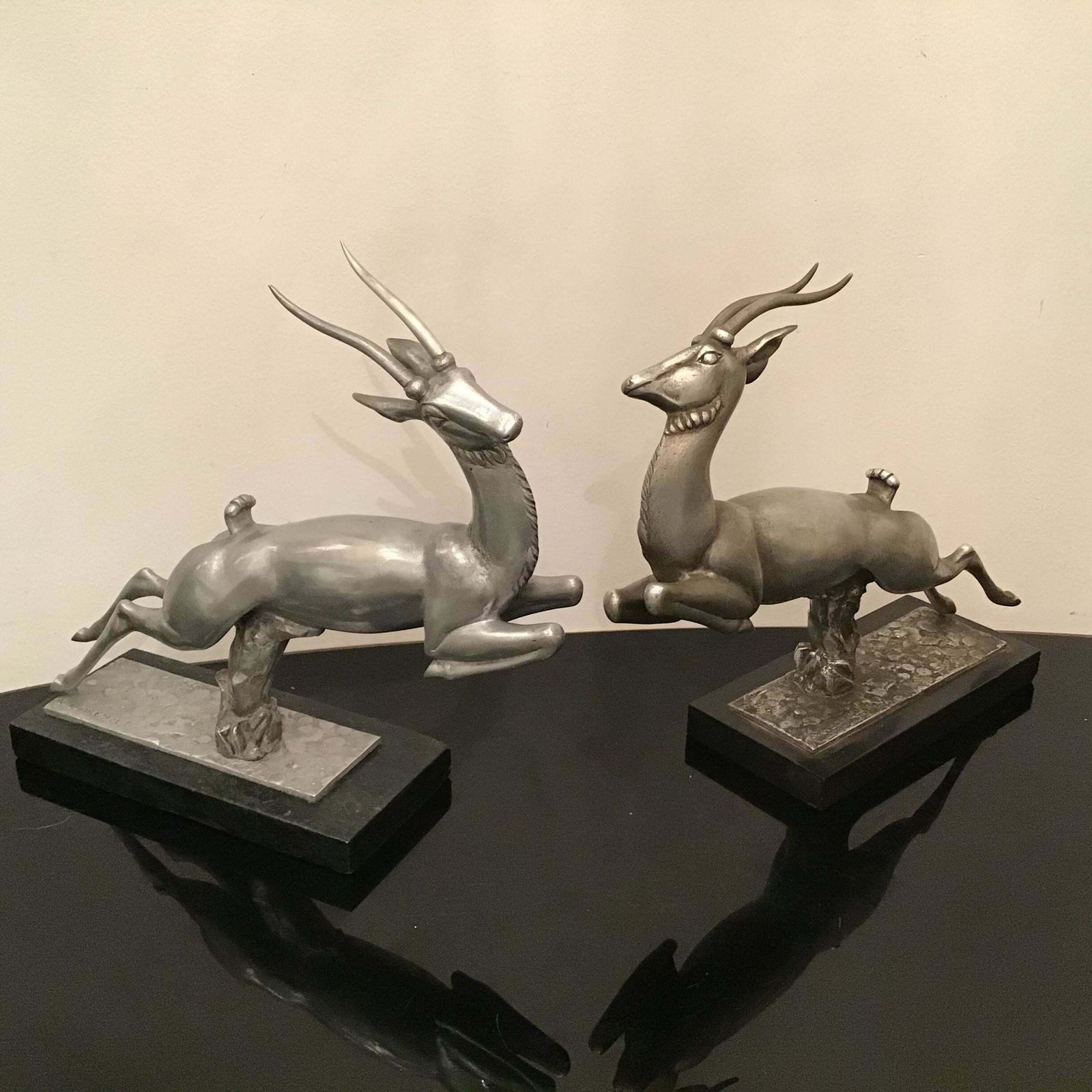 Carlo Lorenzetti Bookends Marbre Pewter Silver Metal 1930 Italy photo furniture