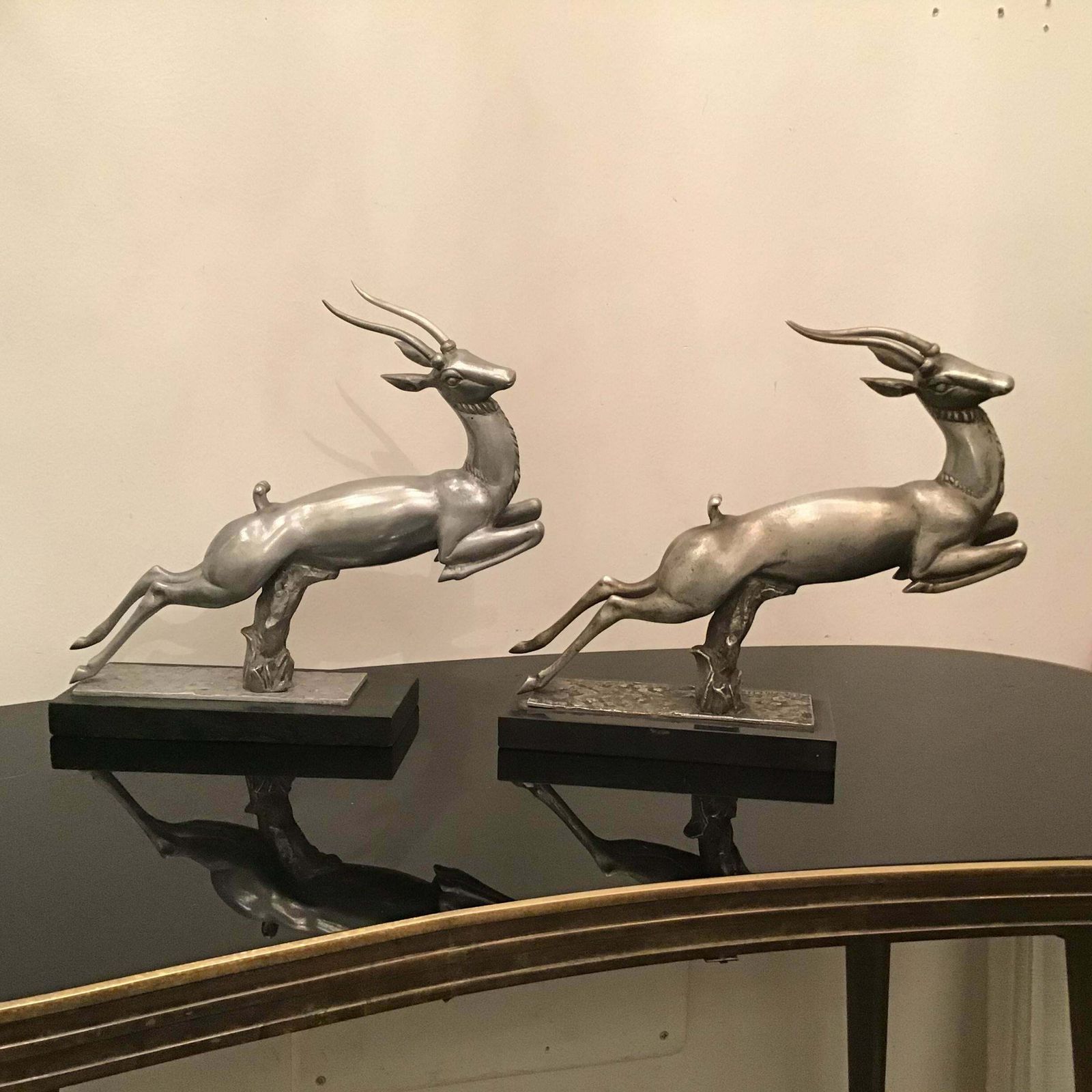 Carlo Lorenzetti Bookends Marbre Pewter Silver Metal 1930 Italy photo vintage