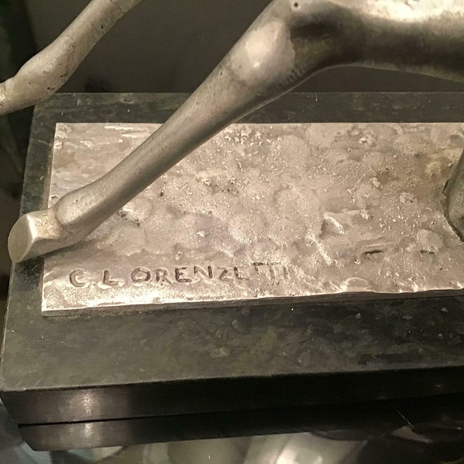 photo buy Carlo Lorenzetti Bookends Marbre Pewter Silver Metal 1930 Italy