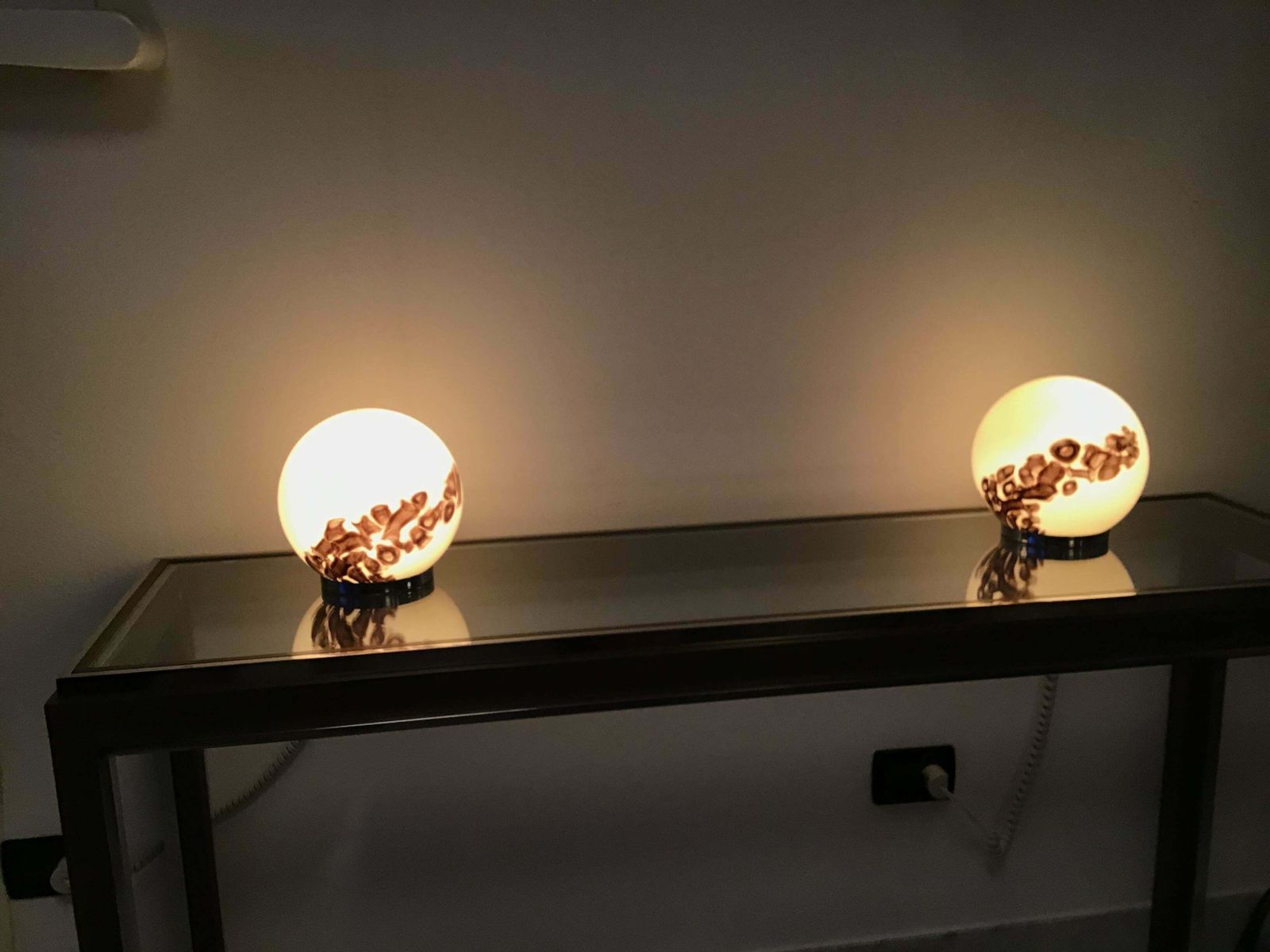 Vistosi Couple Table Lamp Murano Glass Metal 1960 Italy photo furniture