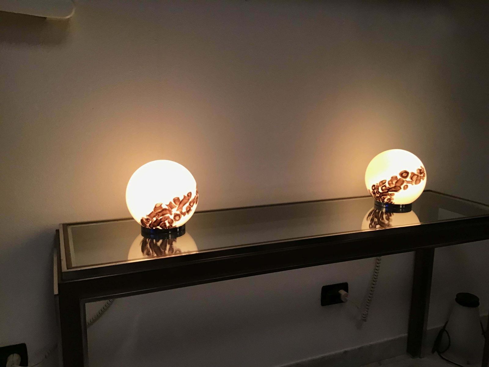 Vistosi Couple Table Lamp Murano Glass Metal 1960 Italy photo for sale