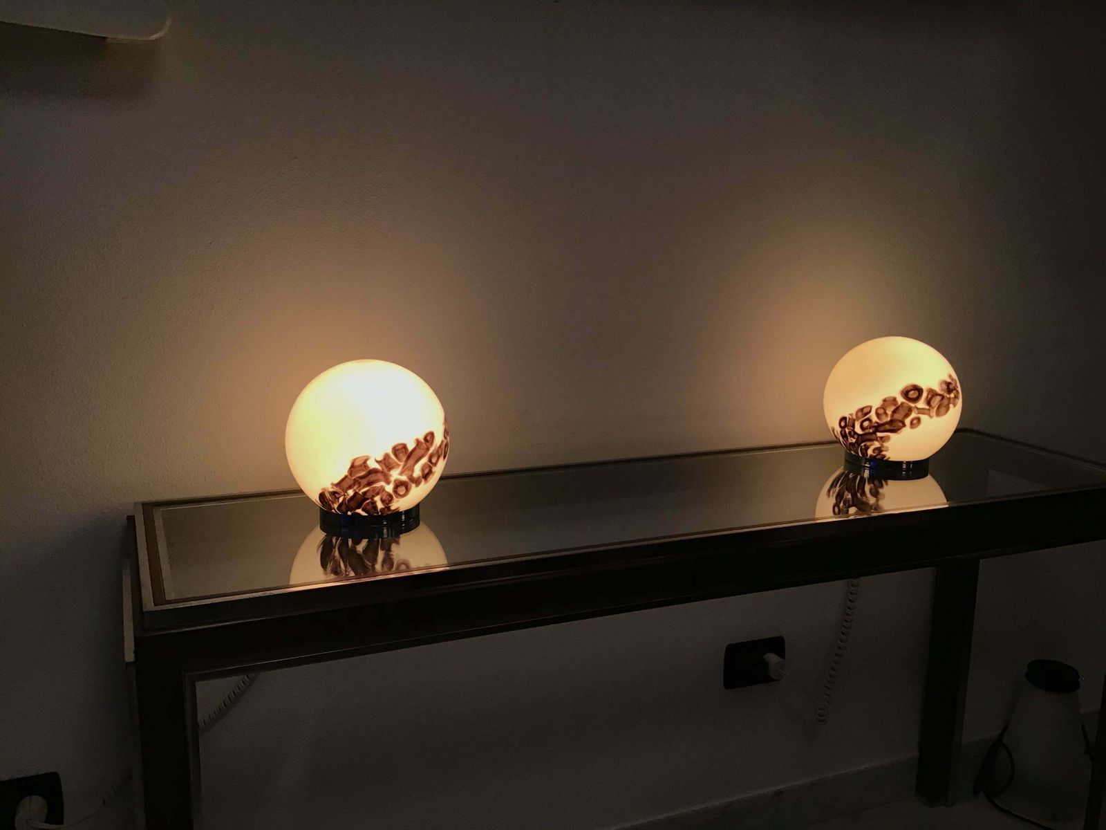 Vistosi Couple Table Lamp Murano Glass Metal 1960 Italy photo Lighting