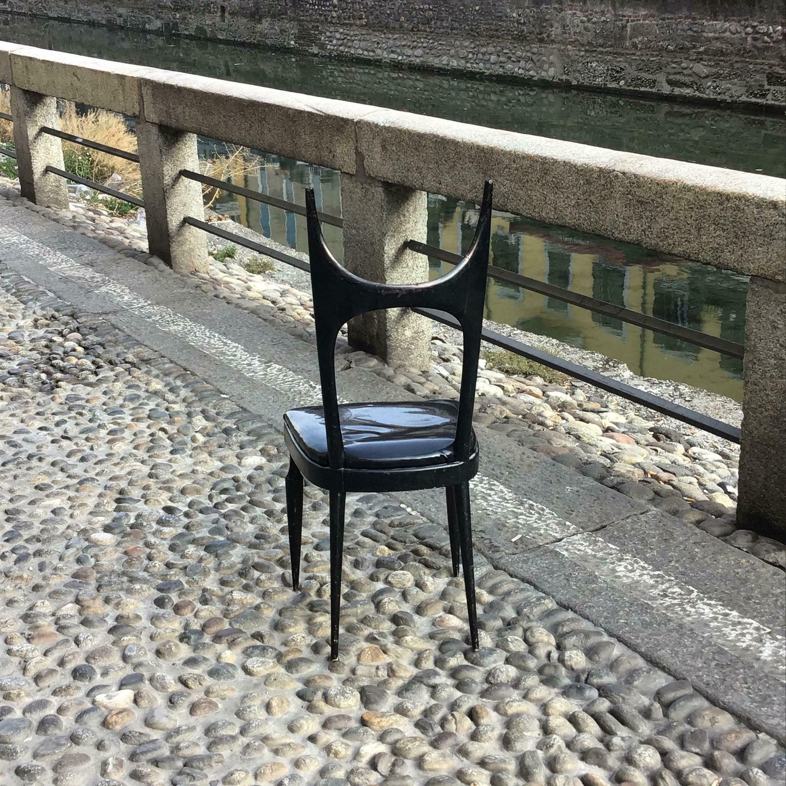 Paolo Buffa Chair Wood Padded Seat 1940 Italy photo for sale