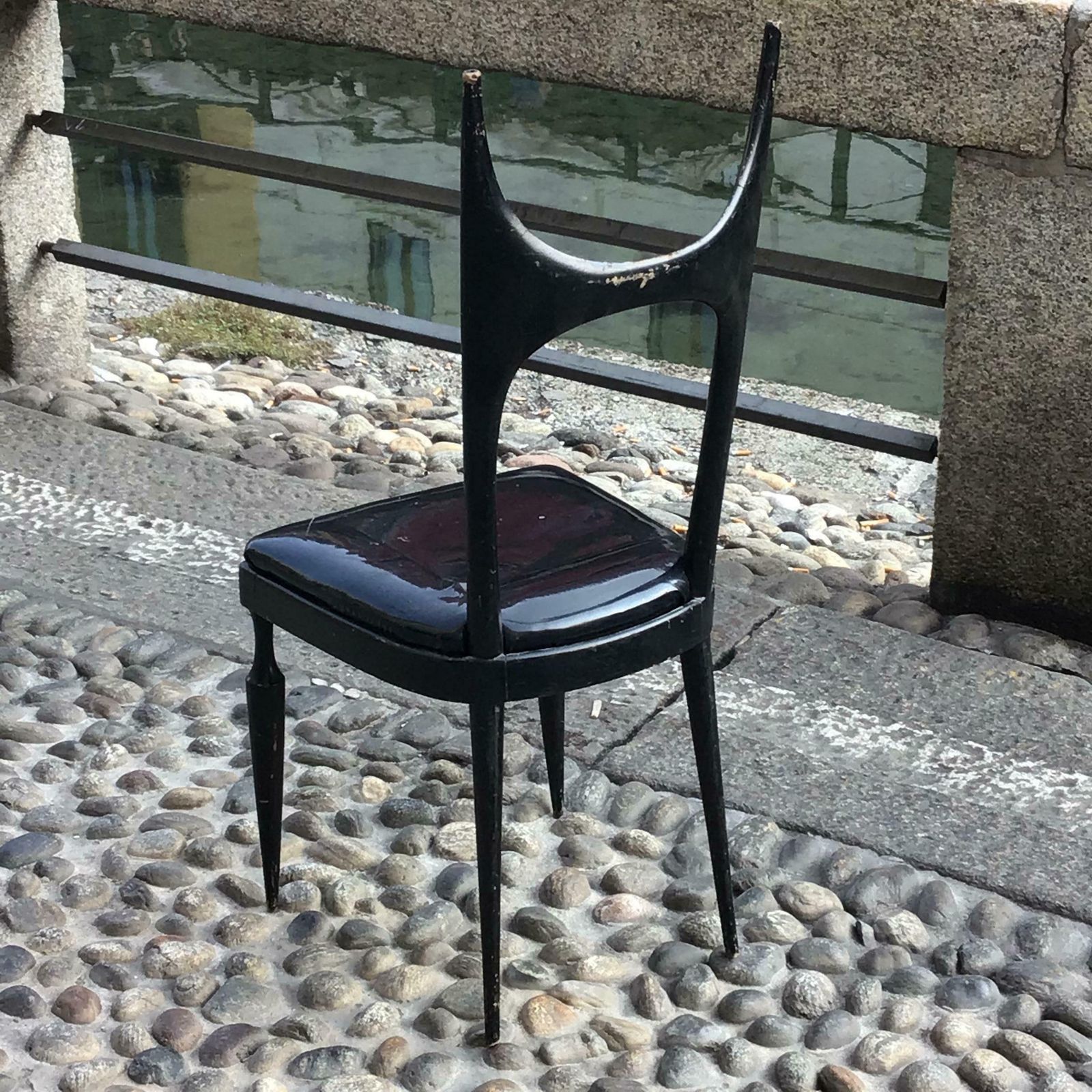 Paolo Buffa Chair Wood Padded Seat 1940 Italy photo vintage