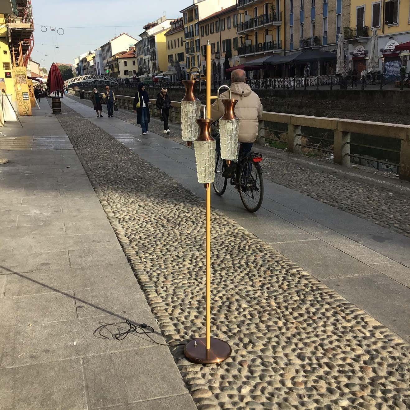 photo for sale Sciolari Floor Lamp Metal Crome Glass Metal 1955 Italy