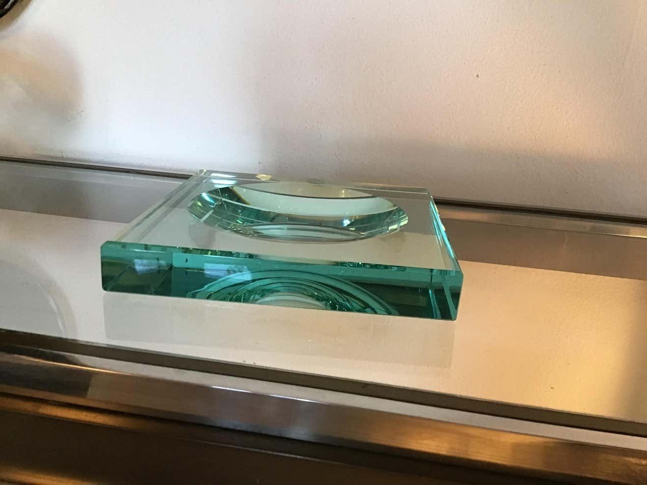 Fontana Arte Empty Ashtray Pockets Cut And Hollowed Crystal, 1960, Italy photo furniture