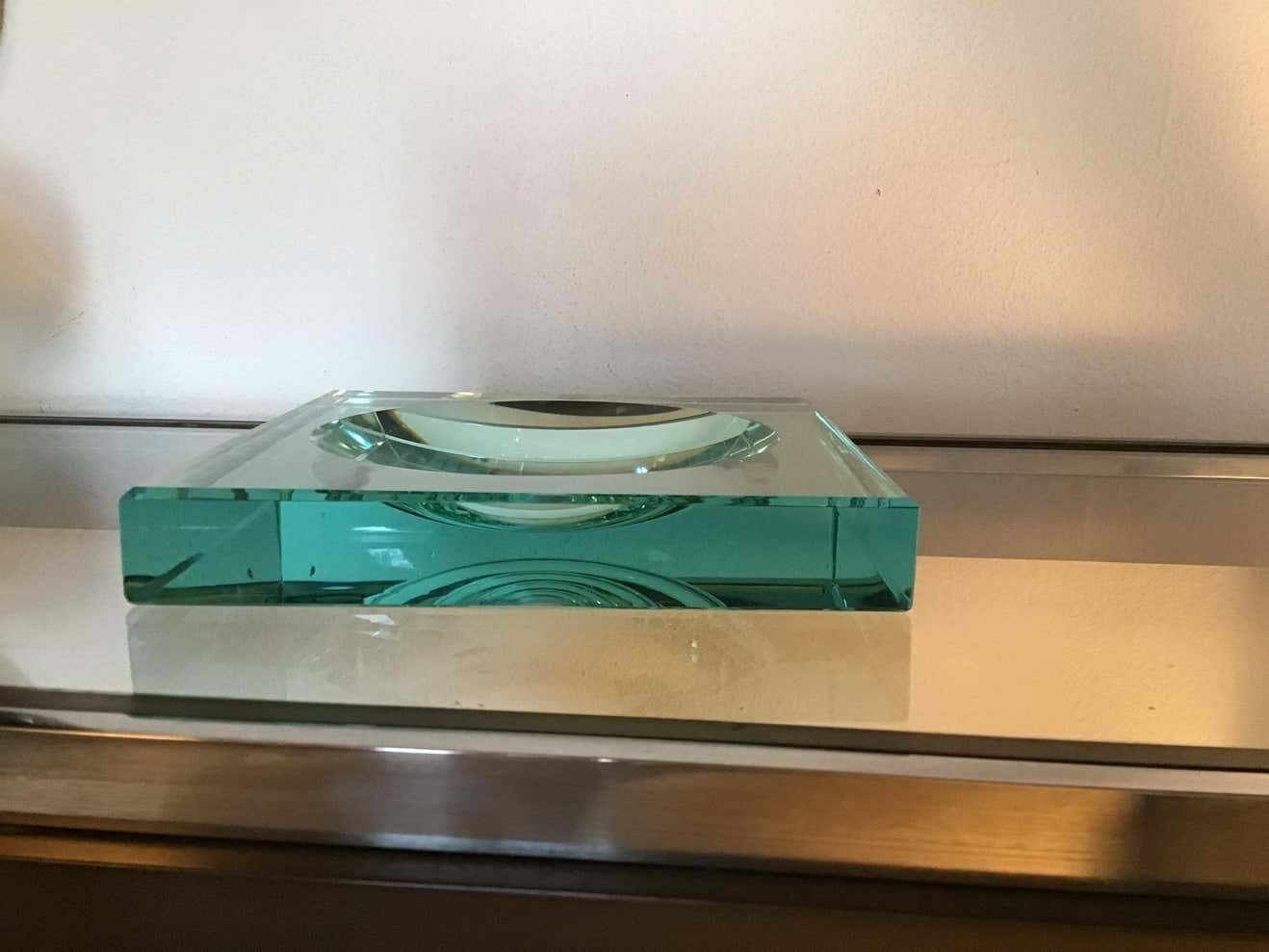 photo buy Fontana Arte Empty Ashtray Pockets Cut And Hollowed Crystal, 1960, Italy