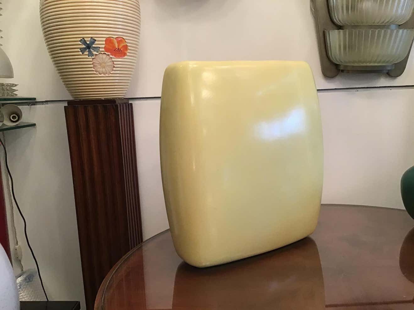 Laveno Guido Andlovitz 1935 Large Vase/Umbrella Stand Yellow Ceramic, Italy photo vinterior