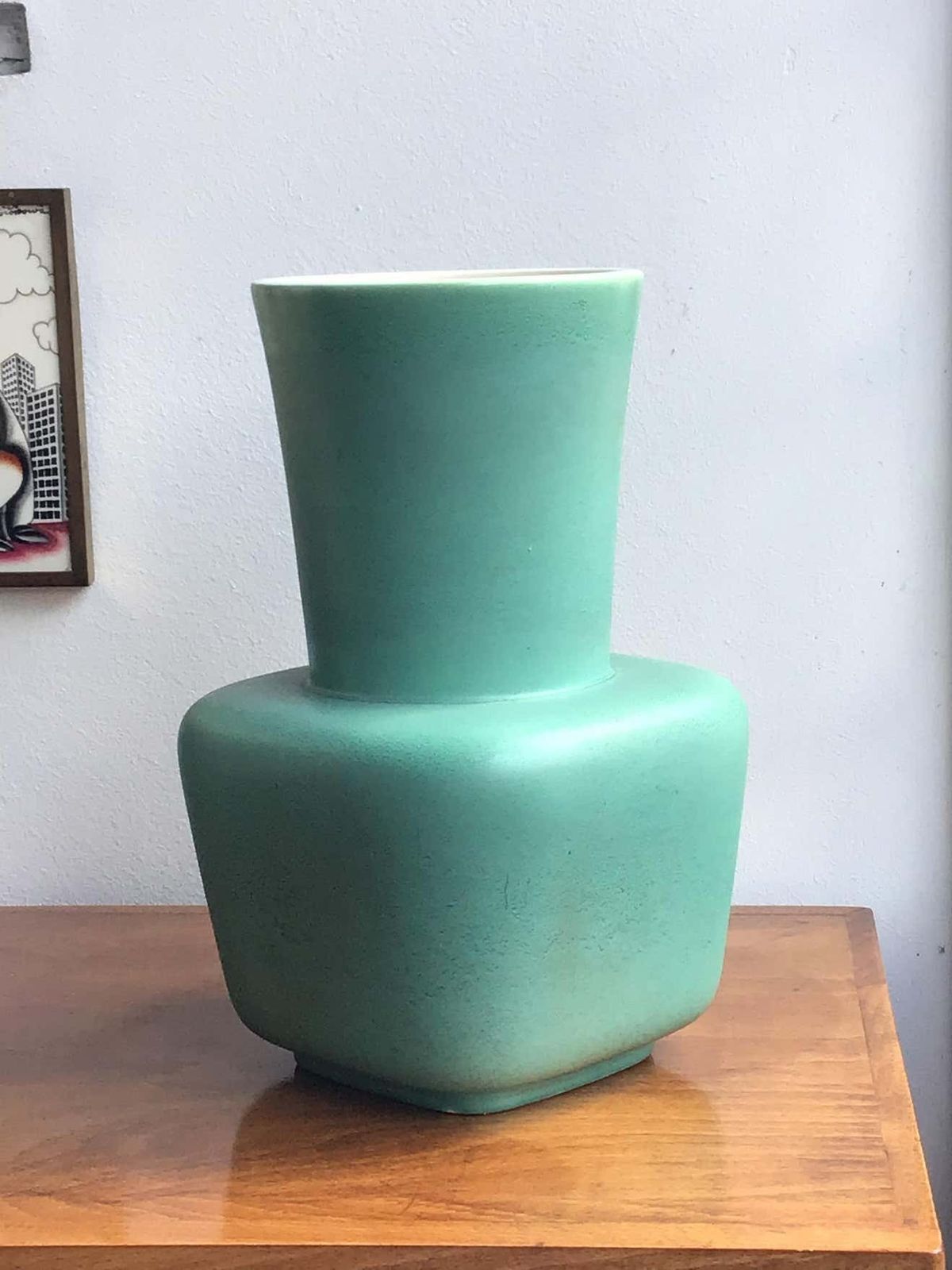 Richard Ginori Giovanni Gariboldi Vase Green Ceramic, 1950, Italy photo Home Decor
