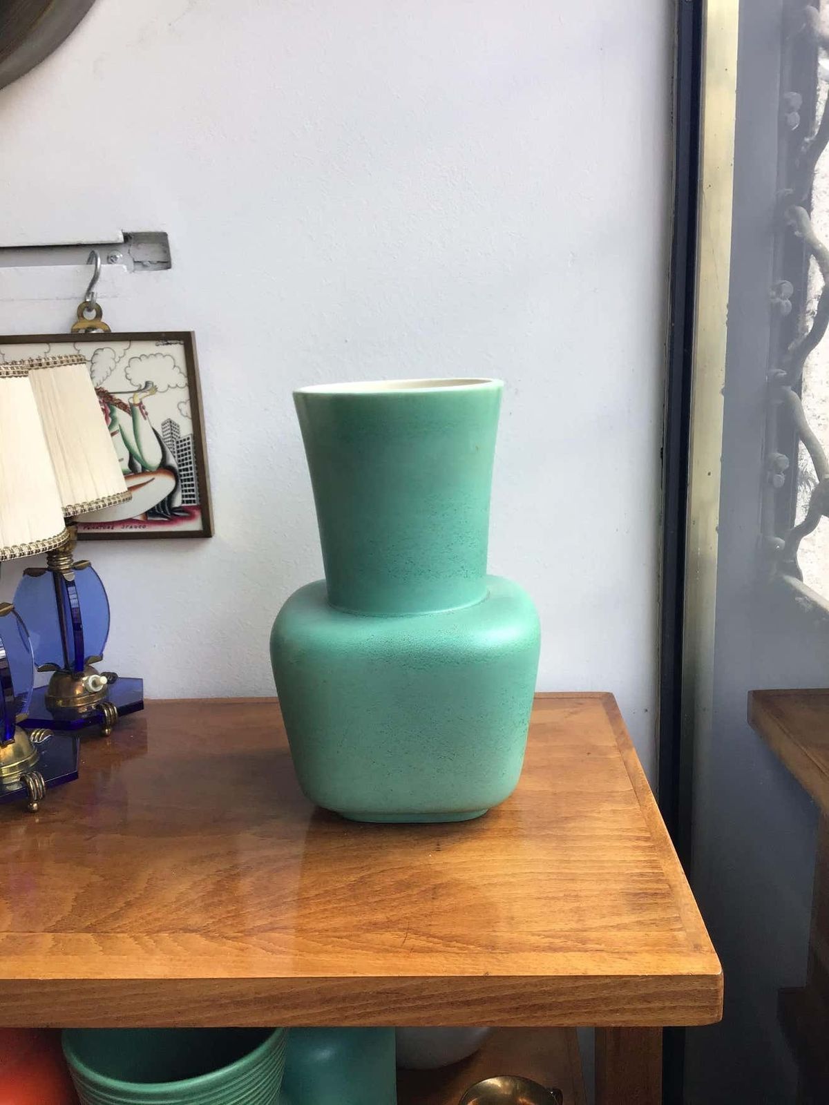 Richard Ginori Giovanni Gariboldi Vase Green Ceramic, 1950, Italy photo vinterior