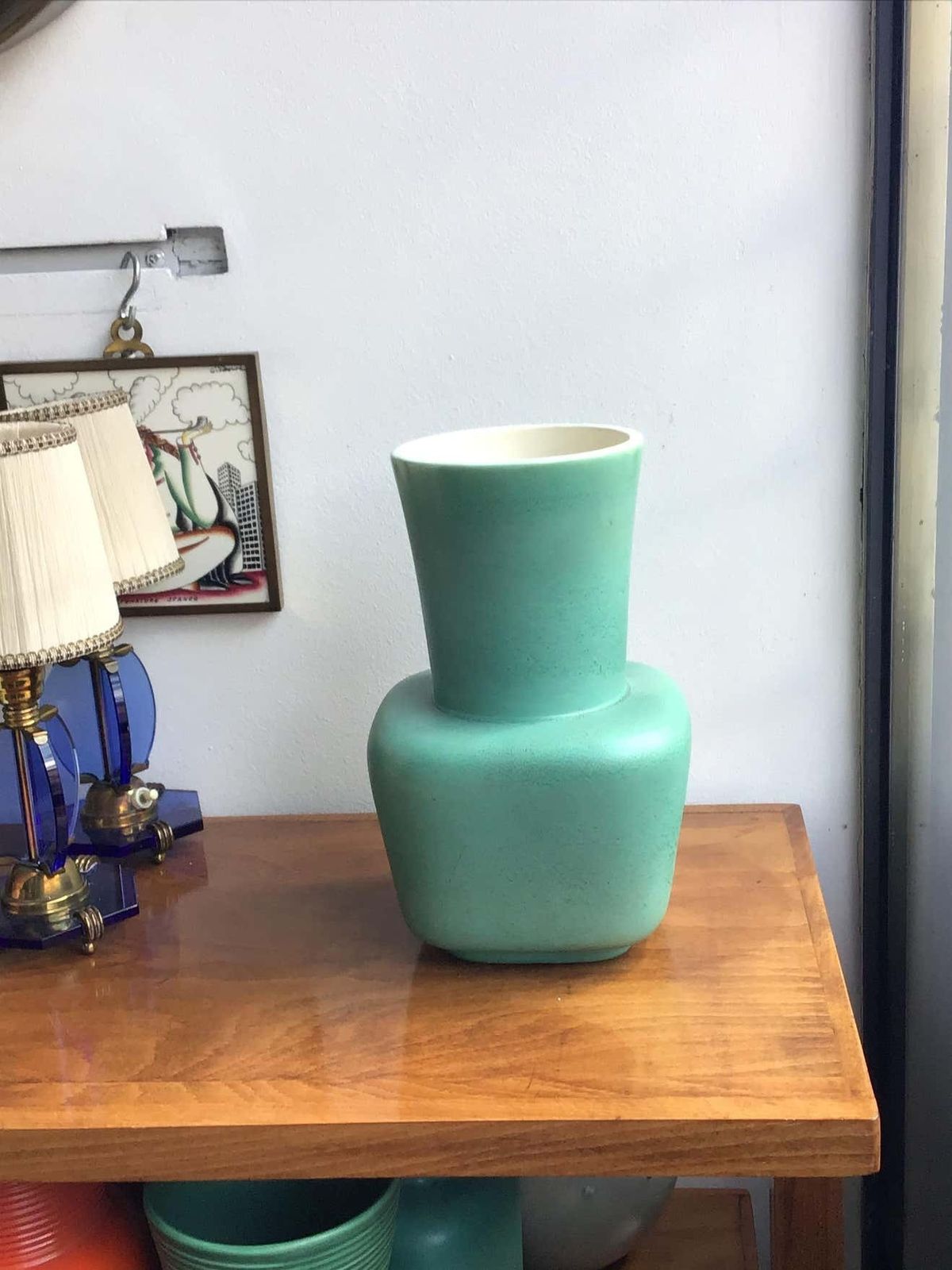 Richard Ginori Giovanni Gariboldi Vase Green Ceramic, 1950, Italy photo vintage