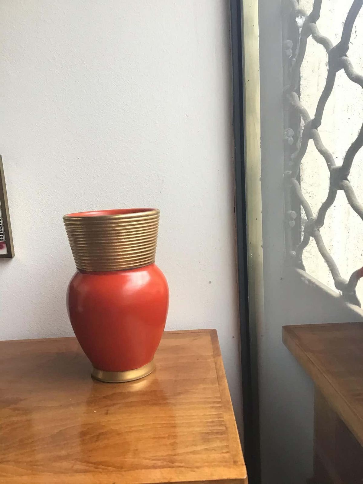 Gio Ponti Richard Ginori Vase Ceramic Gold Red, 1940, Italy photo buy
