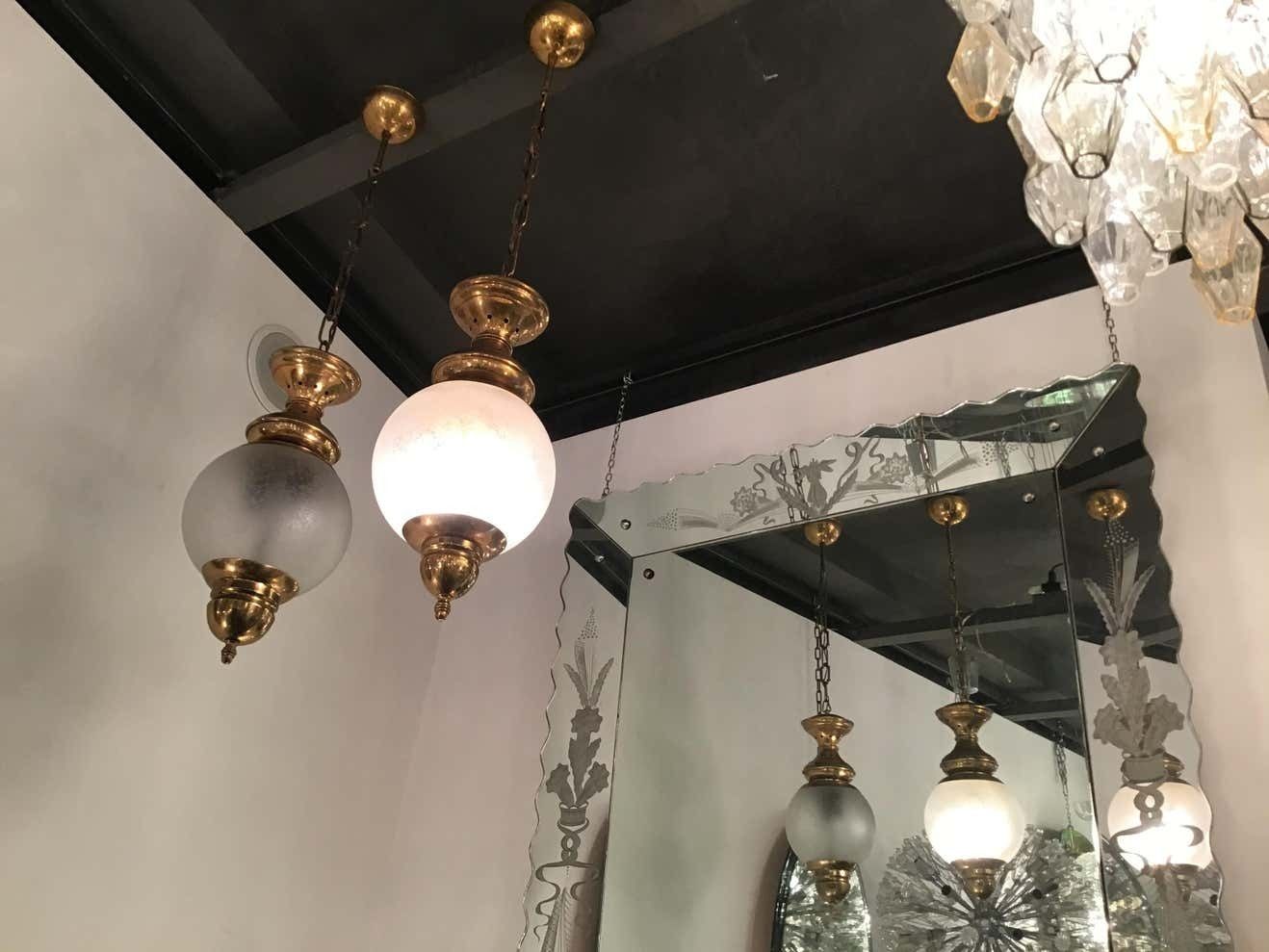 Lighting Azucena “Luigi Caccia Dominioni “Ls1 Chandeliers Brass Glass 1950 Italy photo