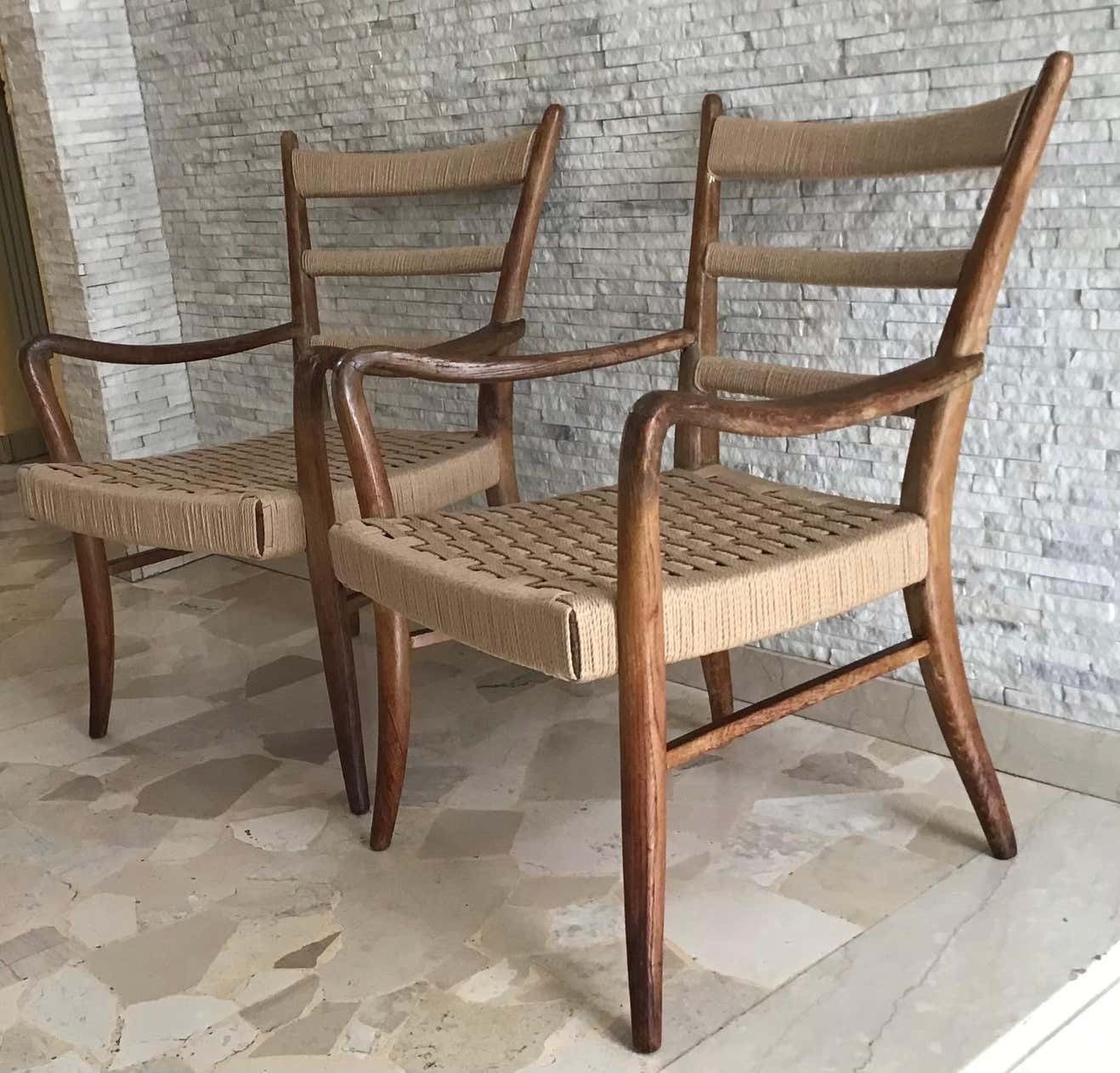 Furniture Augusto Romano Armchair Wood Rope Stuffing 1940 Italy photo