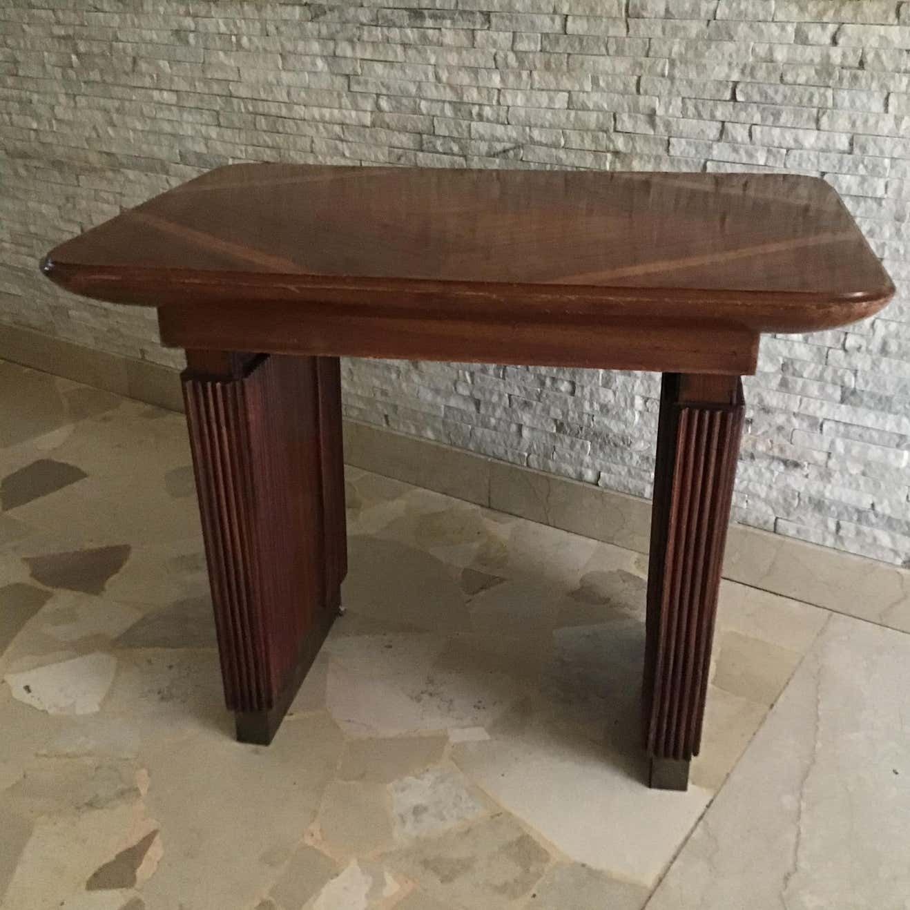 Osvaldo Borsani Coffee Table Brass Wood 1950 Italy photo vintage