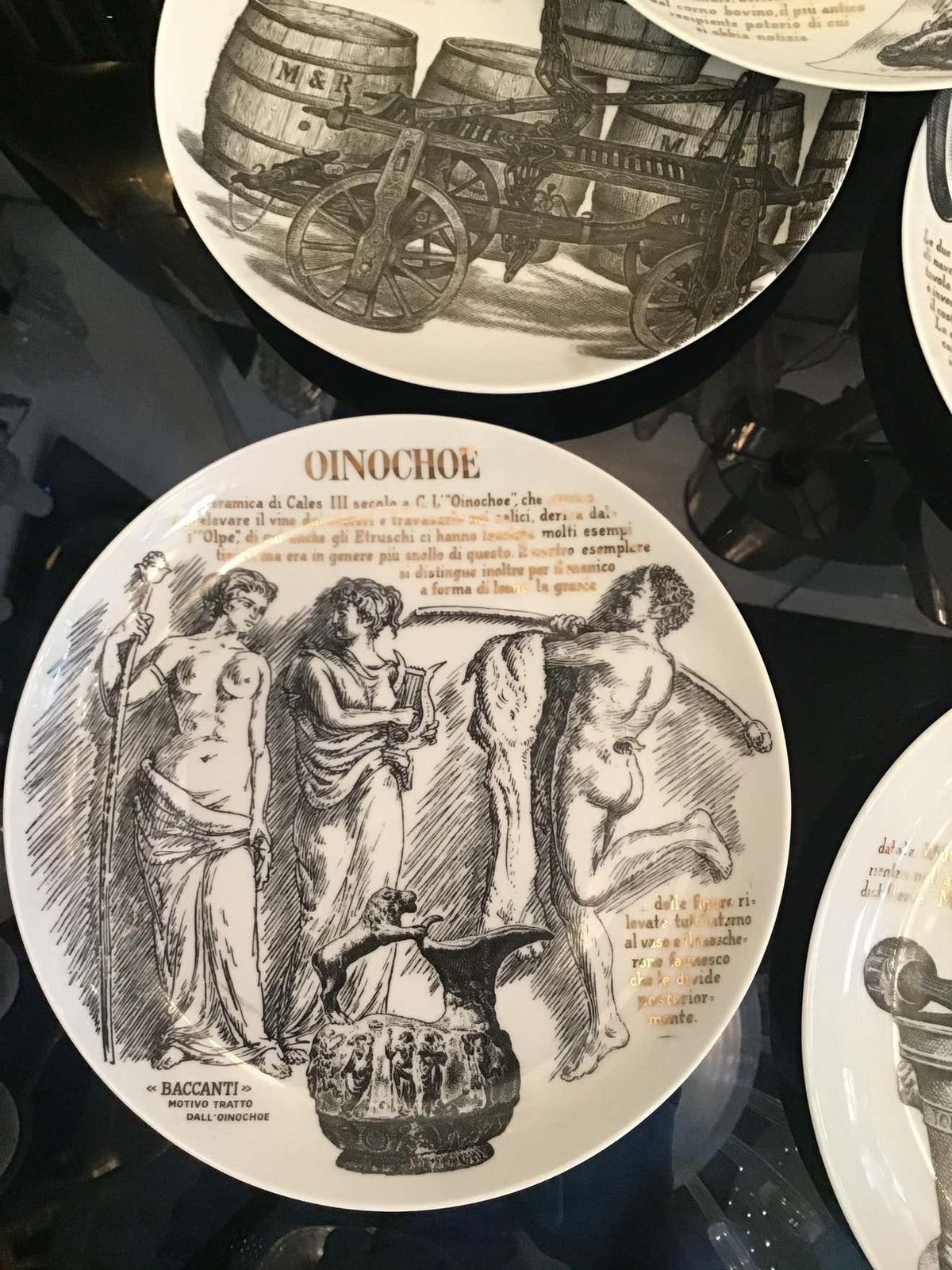 Home Decor Fornasetti Set Of 6 Plates For Martini And Rossi Porcelain, 1970, Italy photo