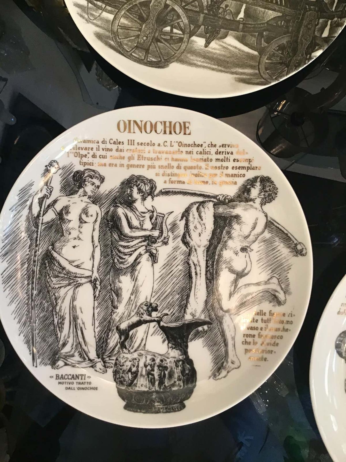photo vinterior Fornasetti Set Of 6 Plates For Martini And Rossi Porcelain, 1970, Italy