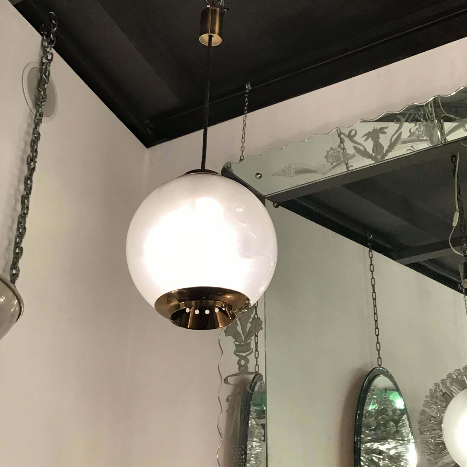 Azucena Luigi Caccia Dominioni Couple Chandelier Brass Glass 1950 Italy photo 9058.0