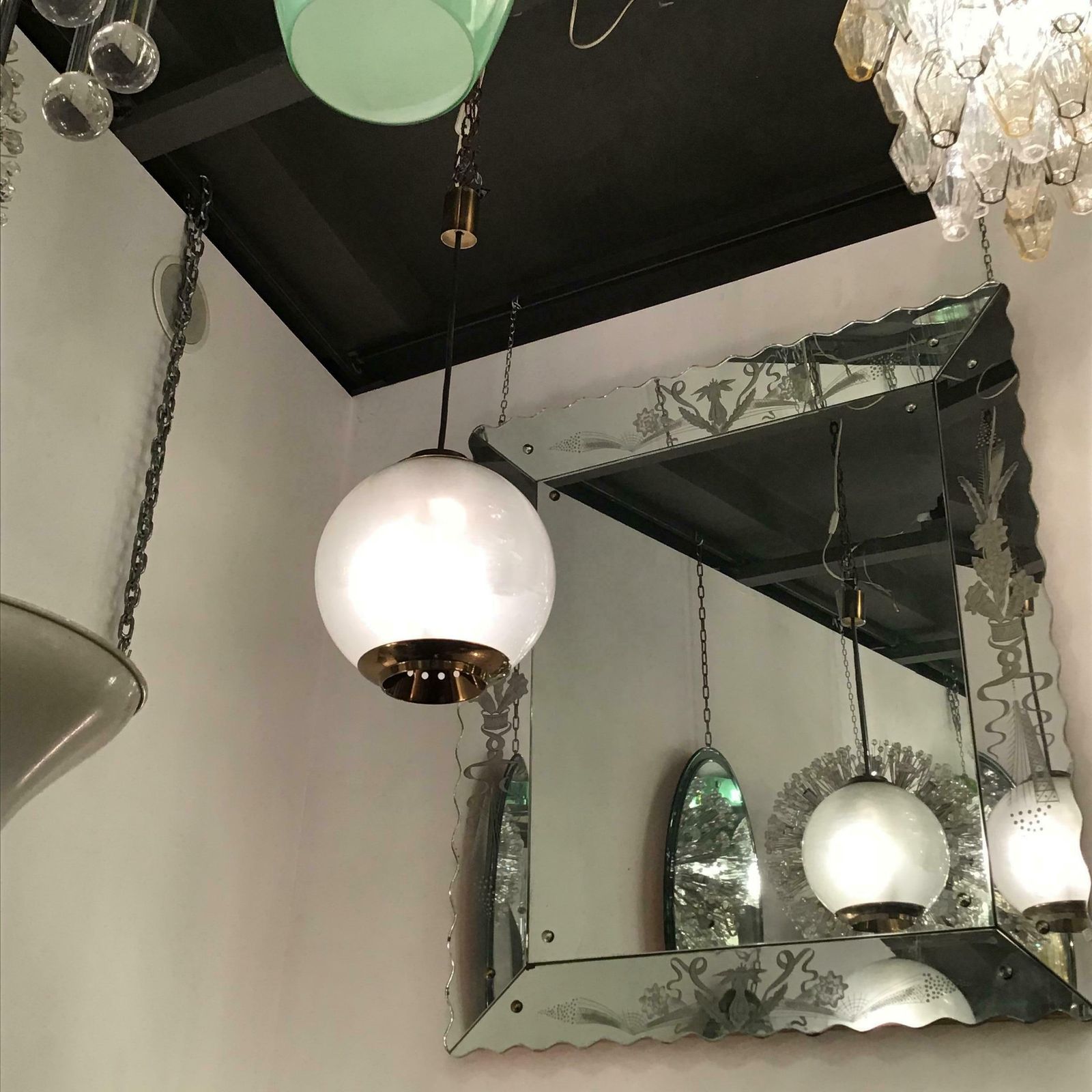 Azucena Luigi Caccia Dominioni Couple Chandelier Brass Glass 1950 Italy photo buy