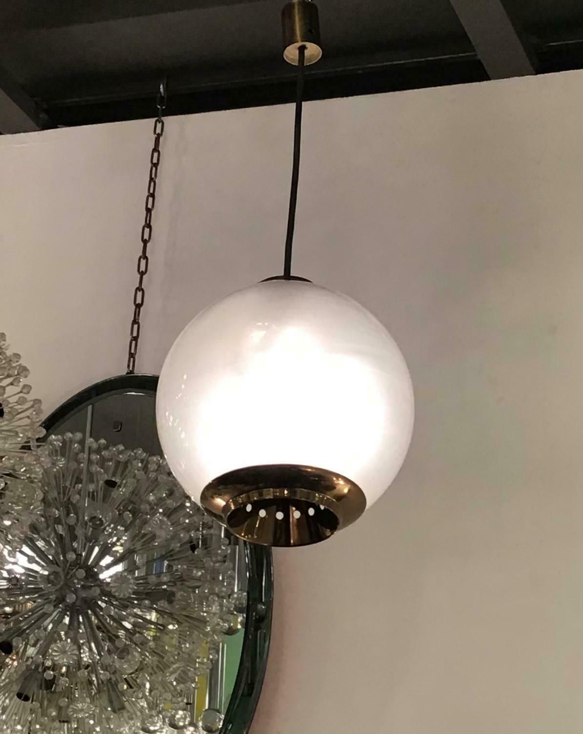 photo buy Azucena Luigi Caccia Dominioni Couple Chandelier Brass Glass 1950 Italy