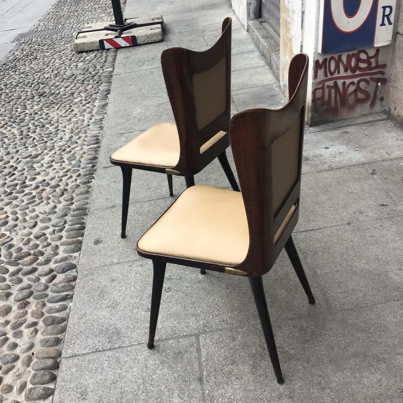 Carlo Ratti Chairs Wood Brass Skin 1955, Italy photo 2717.0