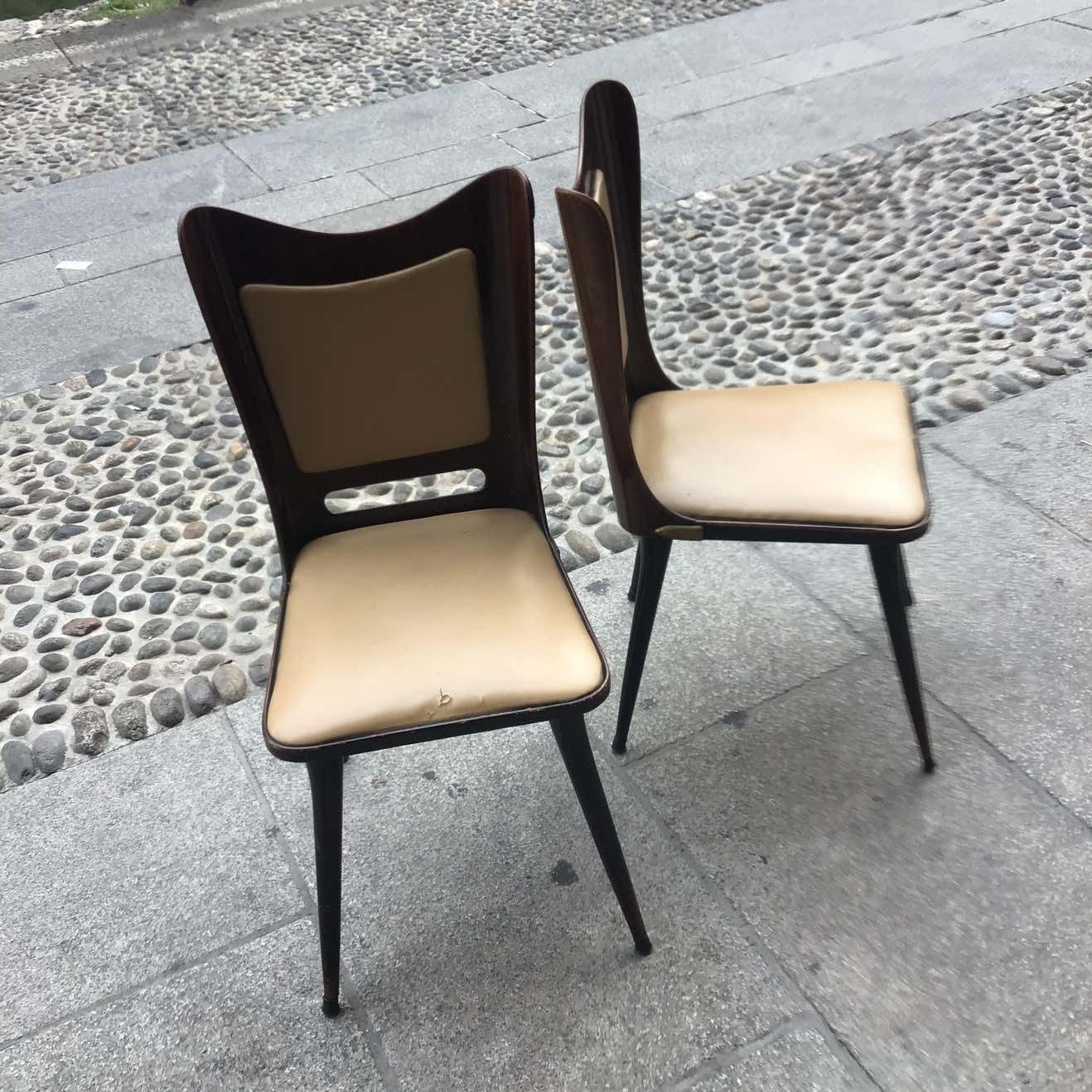 photo for sale Carlo Ratti Chairs Wood Brass Skin 1955, Italy