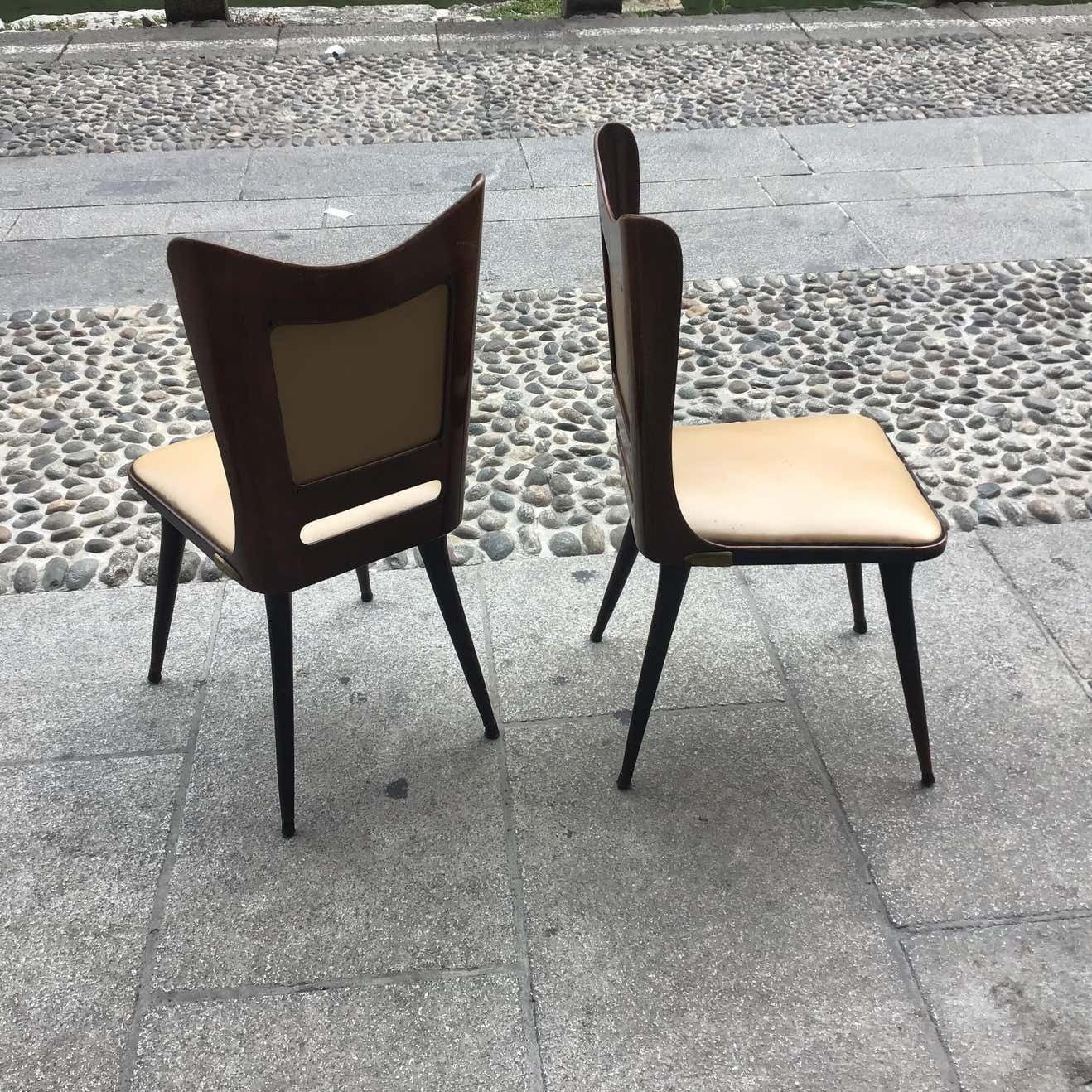 photo buy Carlo Ratti Chairs Wood Brass Skin 1955, Italy