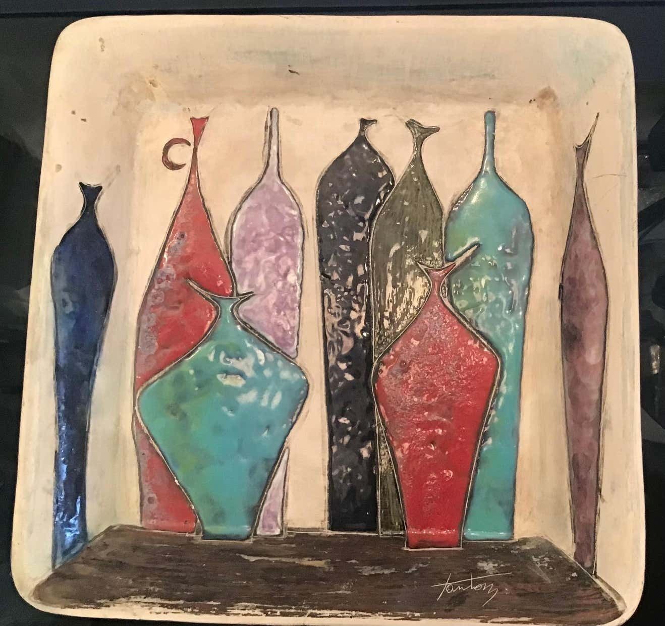 Marcello Fantoni Empty Pockets / Wall Plate Lustre Worked Ceramic, 1950, Italy photo Art