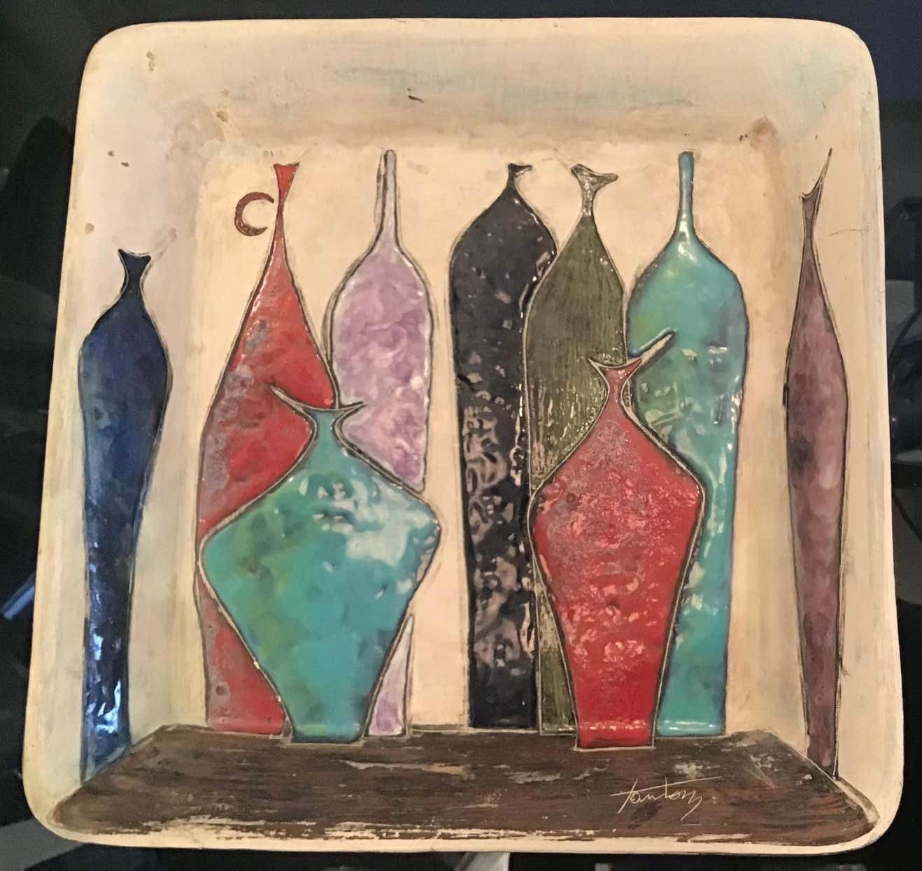 Marcello Fantoni Empty Pockets / Wall Plate Lustre Worked Ceramic, 1950, Italy photo buy