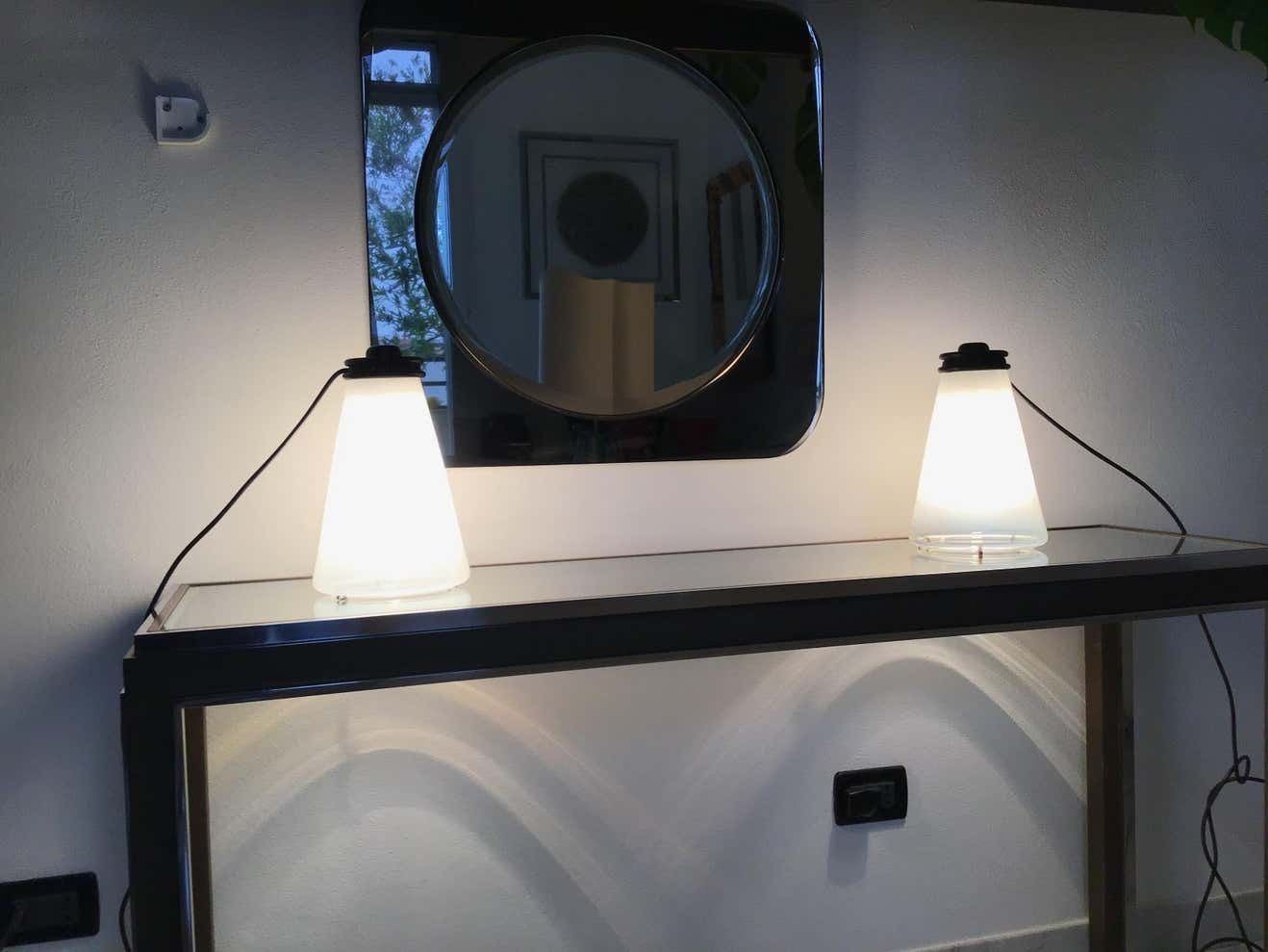 Arteluce Couple Table Lamp Conetto “Ezio Didone” Glass, 1979 photo furniture