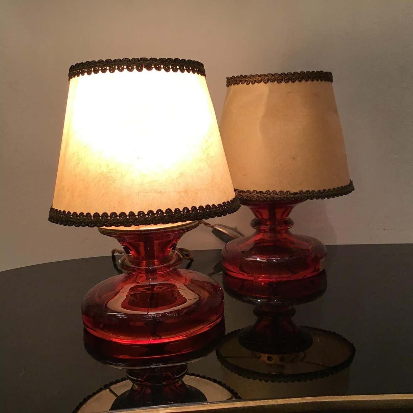 Seguso Flavio Poli Murano Glass Brass Fabric Lampshade, 1960, Italy photo 1268.0