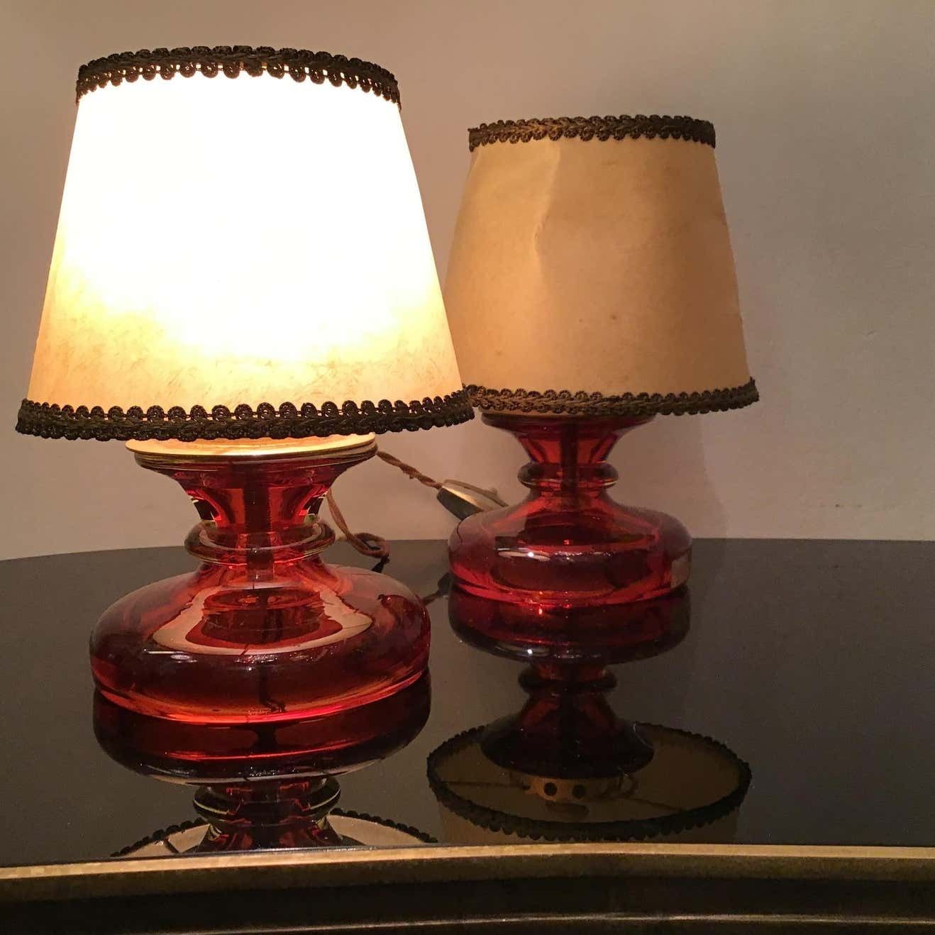 Seguso Flavio Poli Murano Glass Brass Fabric Lampshade, 1960, Italy photo vintage