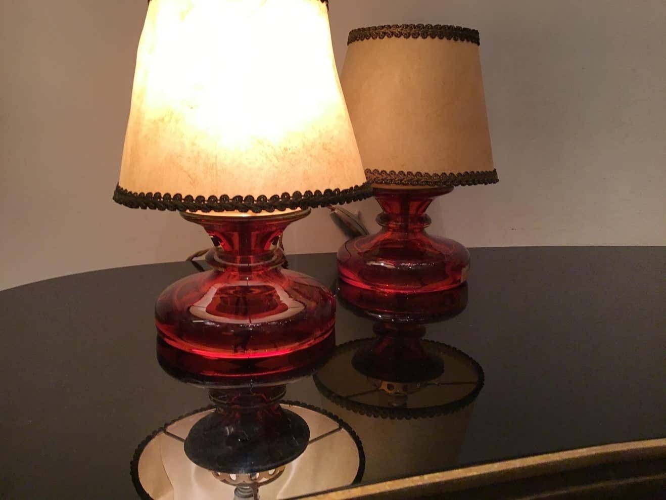 photo buy Seguso Flavio Poli Murano Glass Brass Fabric Lampshade, 1960, Italy