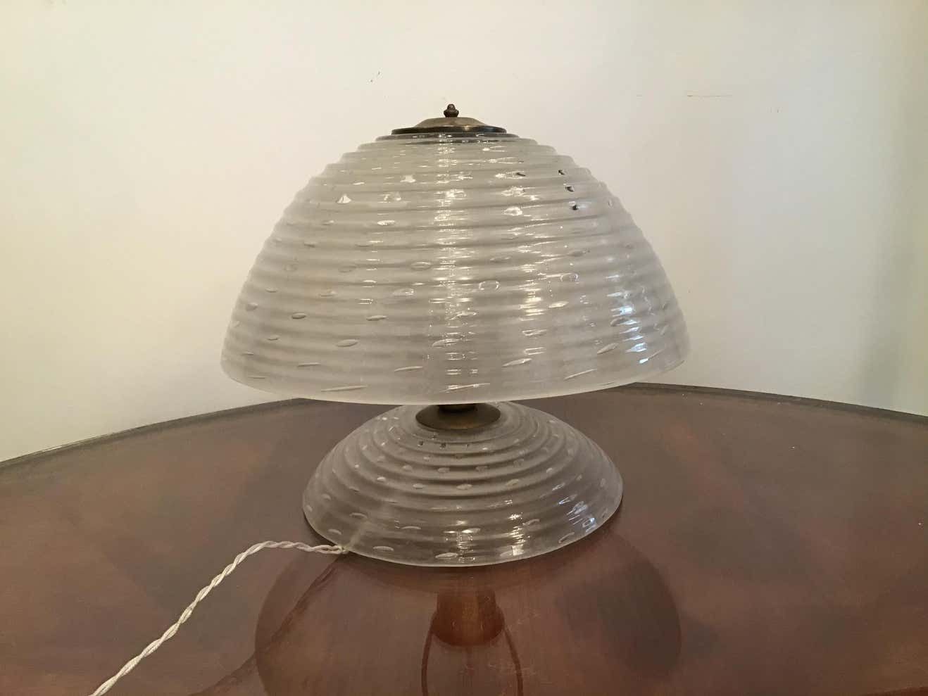 Barovier E Toso Mushroom Table Lamp 1940 Murano Glass Brass, Italy photo furniture
