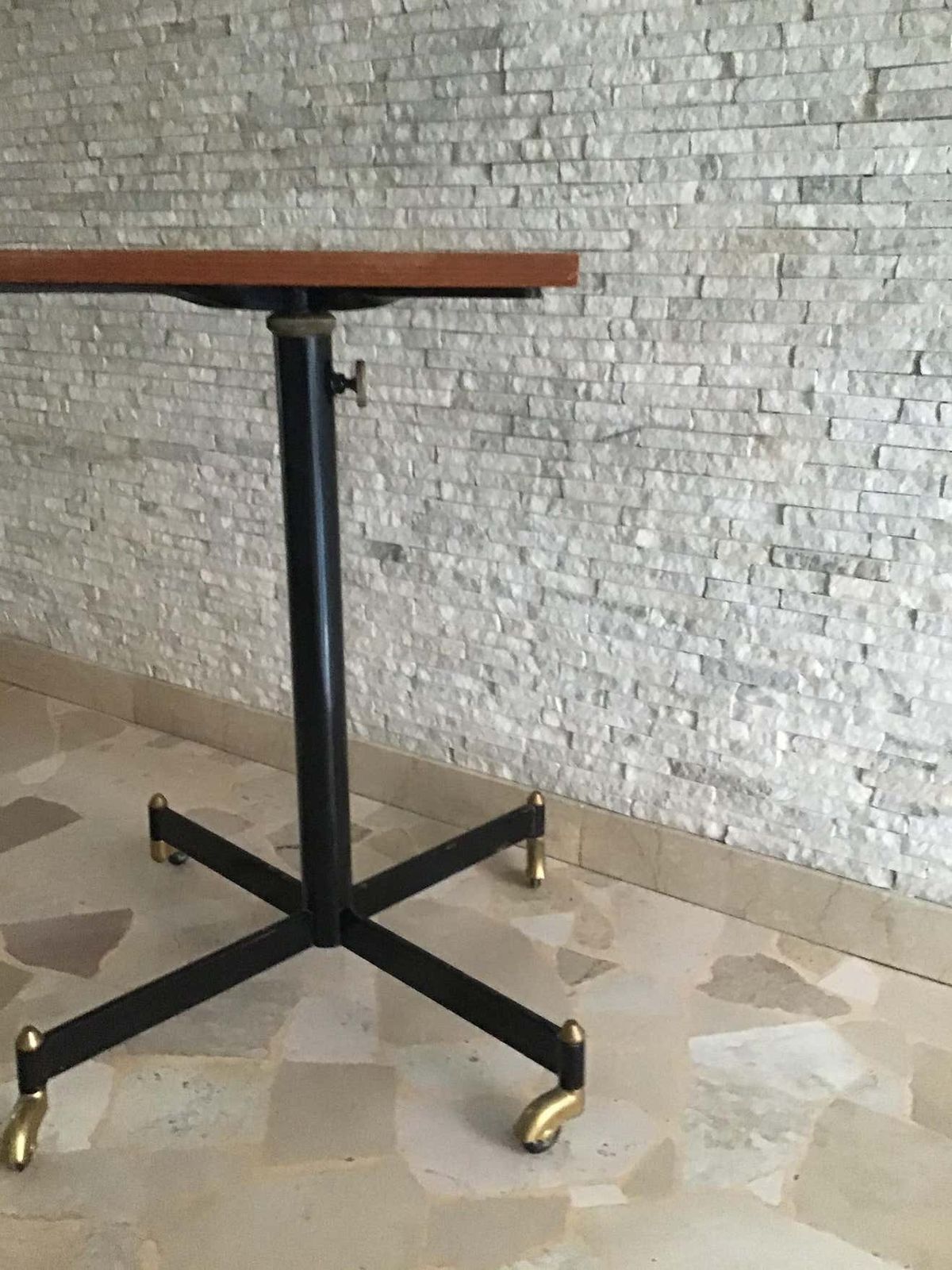 Ignazio Gardella Height Adjustable Table Wood Brass 1950 Italy photo Furniture