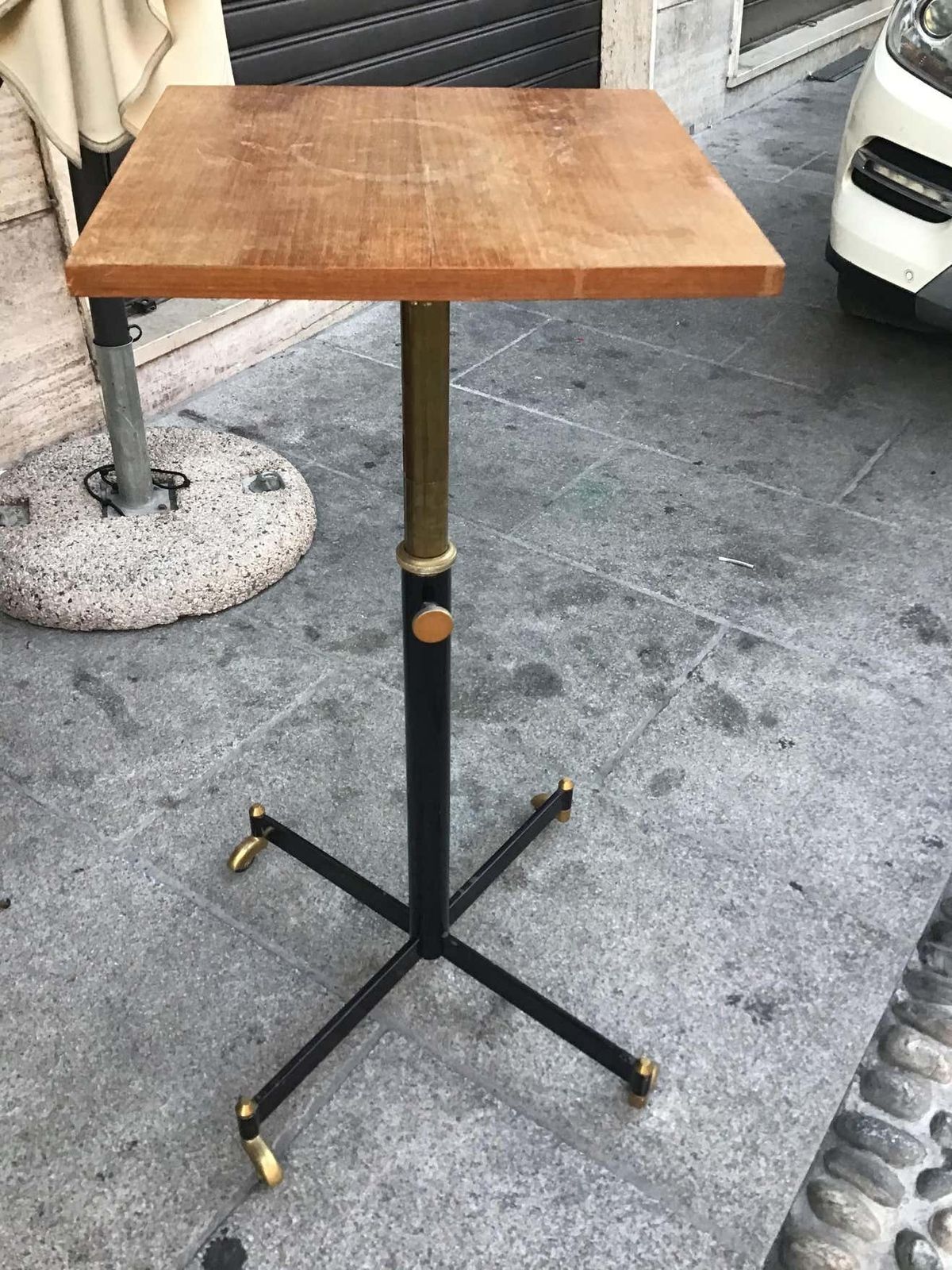 Furniture Ignazio Gardella Height Adjustable Table Wood Brass 1950 Italy photo