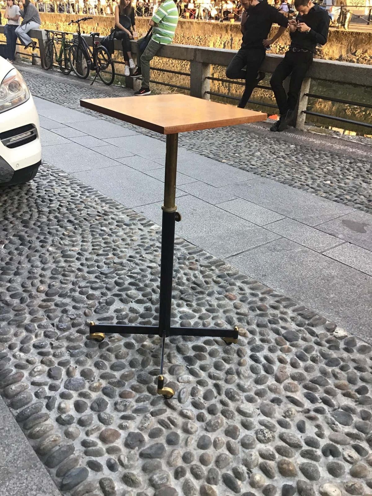 photo buy Ignazio Gardella Height Adjustable Table Wood Brass 1950 Italy