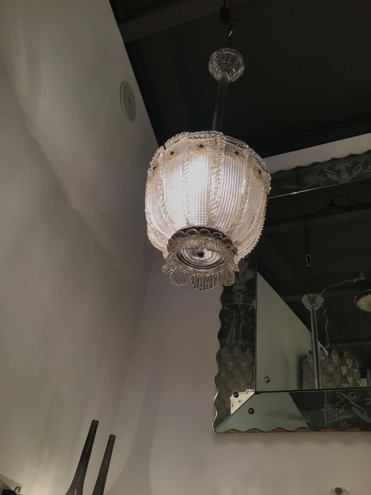 4529.0 Venini Chandelier 1940 Murano Glass Iron Brass, Italy photo