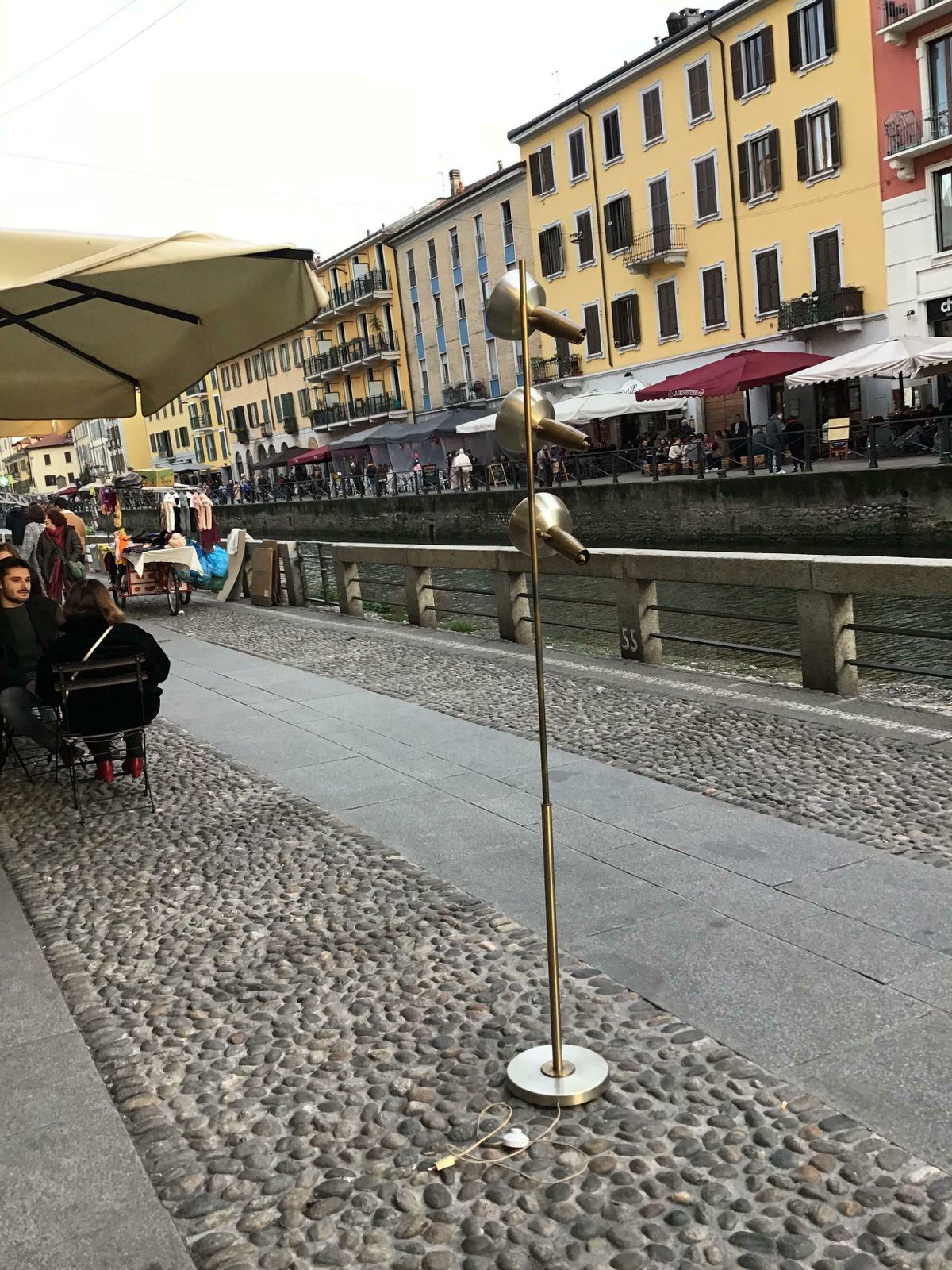 Oscar Torlasco “Lumi” Floor Lamp Brass Metal Crome 1950 Italy photo buy