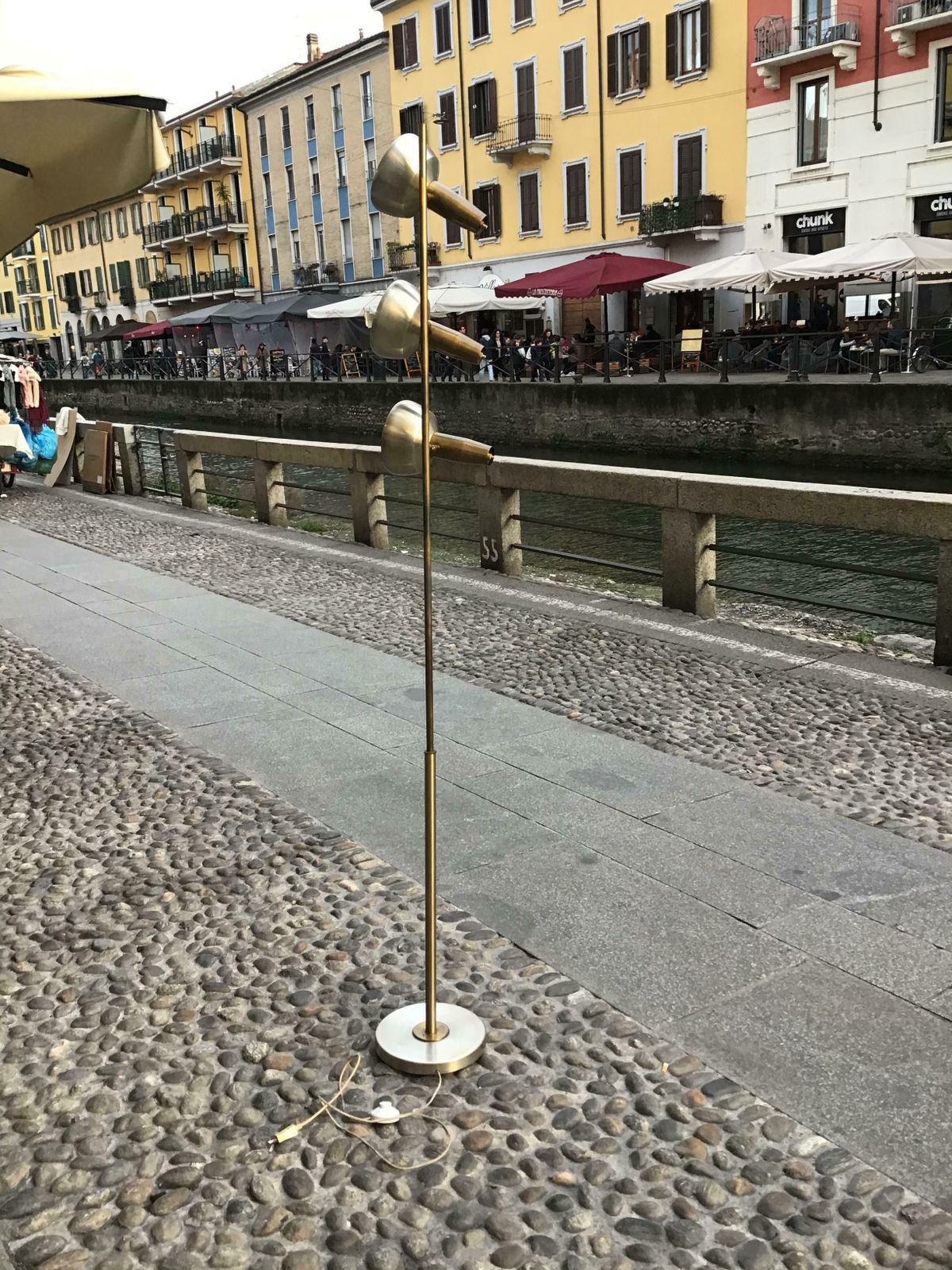 Lighting Oscar Torlasco “Lumi” Floor Lamp Brass Metal Crome 1950 Italy photo