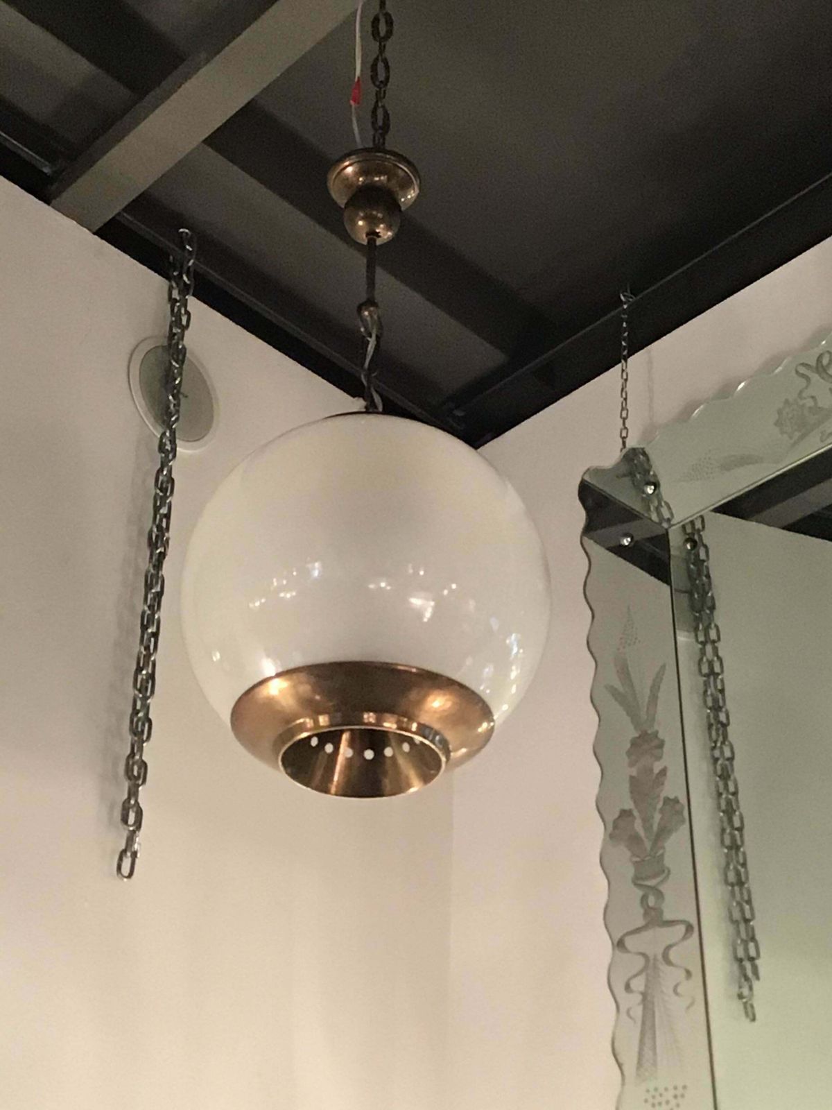 Luigi Caccia Dominioni Azucena Chandelier Brass Glass 1952 Italy photo vinterior