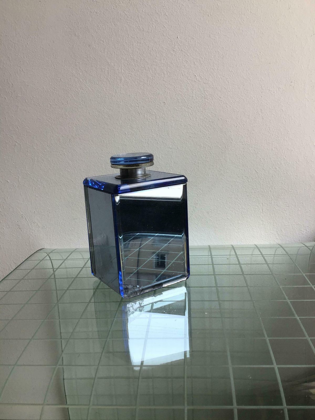 Fontana Arte Bottle Blu Glass Wood 1940 Italy photo vinterior