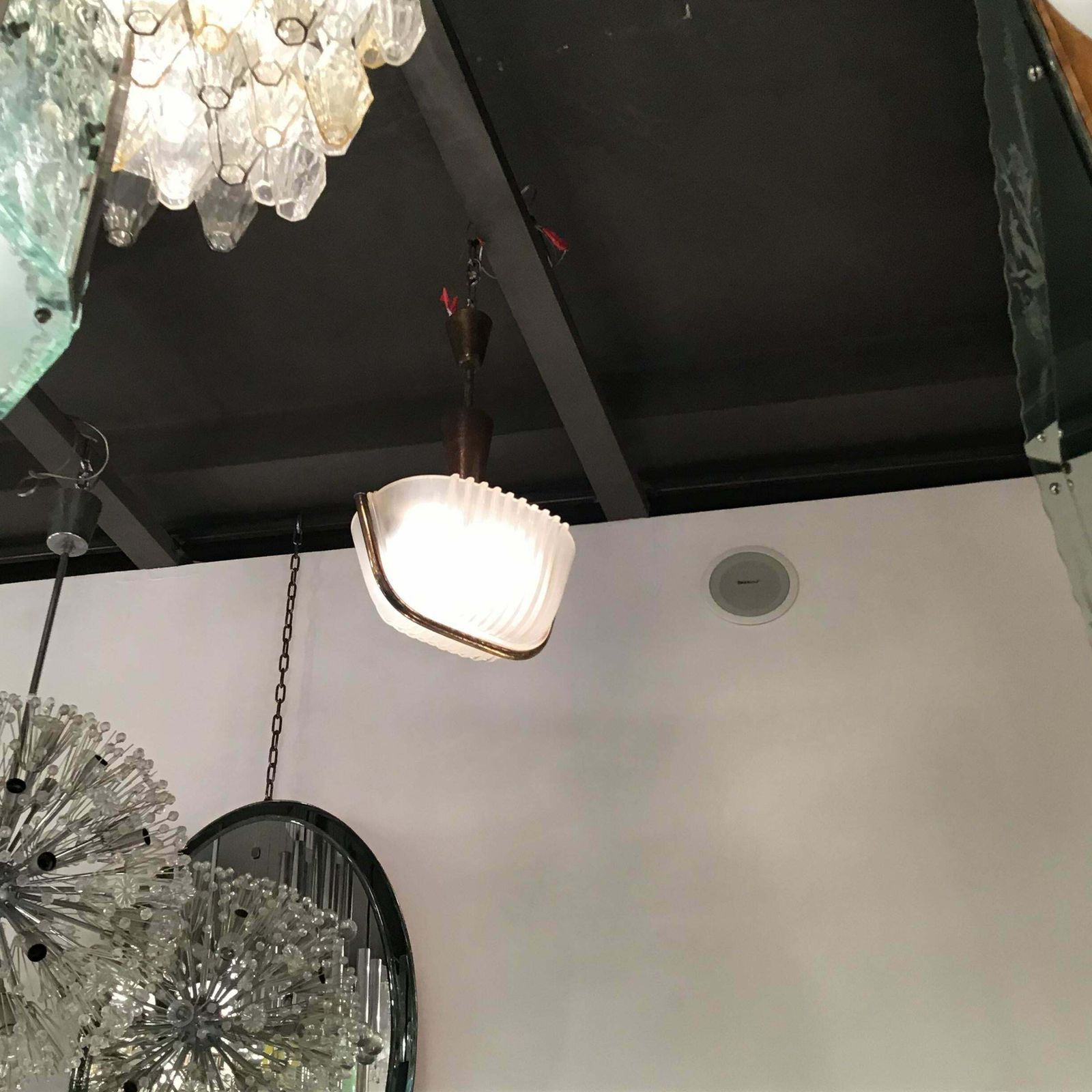 Seguso Chandelier Brass Glass 1930 Italy photo buy