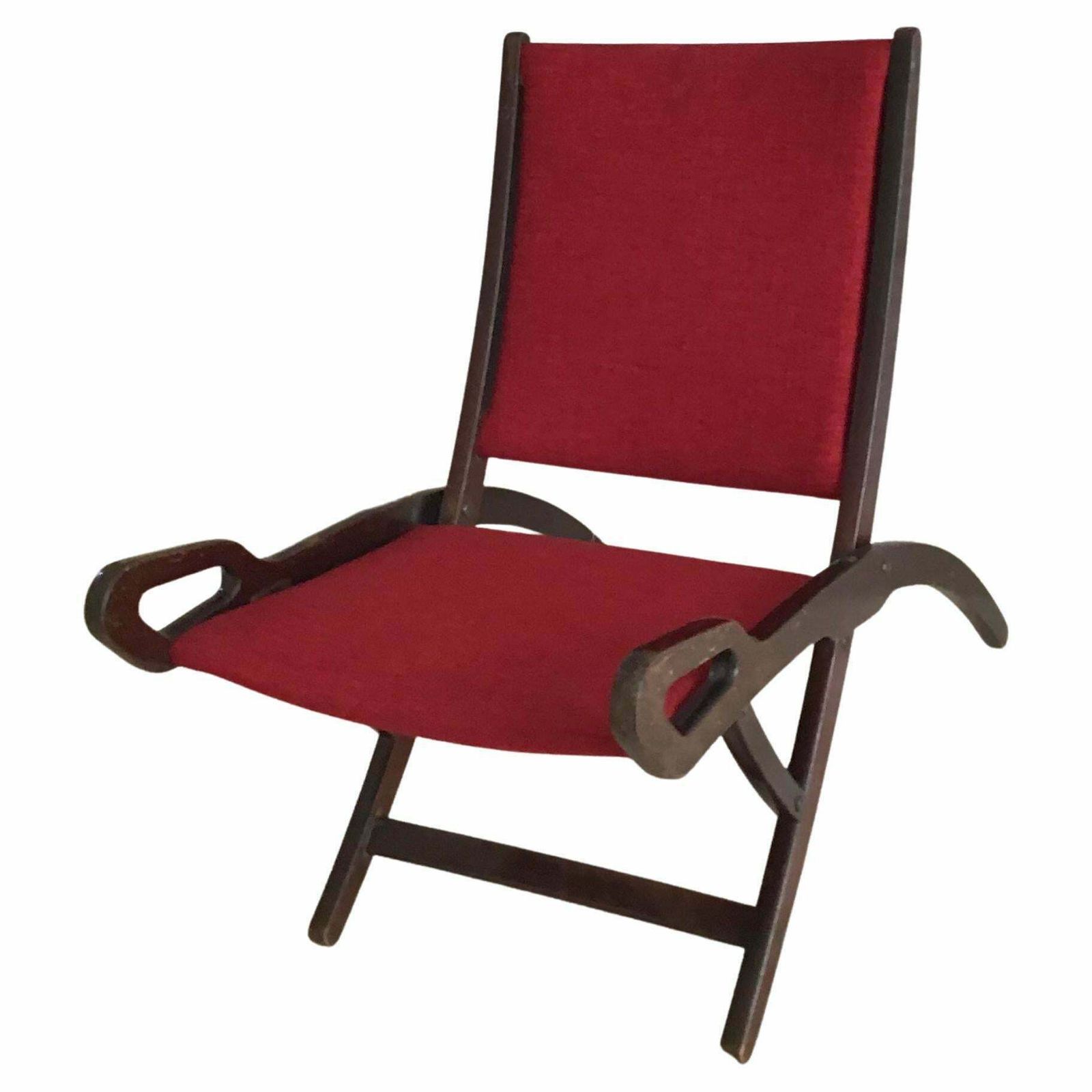Gio’ Ponti Fr” Armchair Wood Brass Upholstered Seat And Back, 1960, Italy
