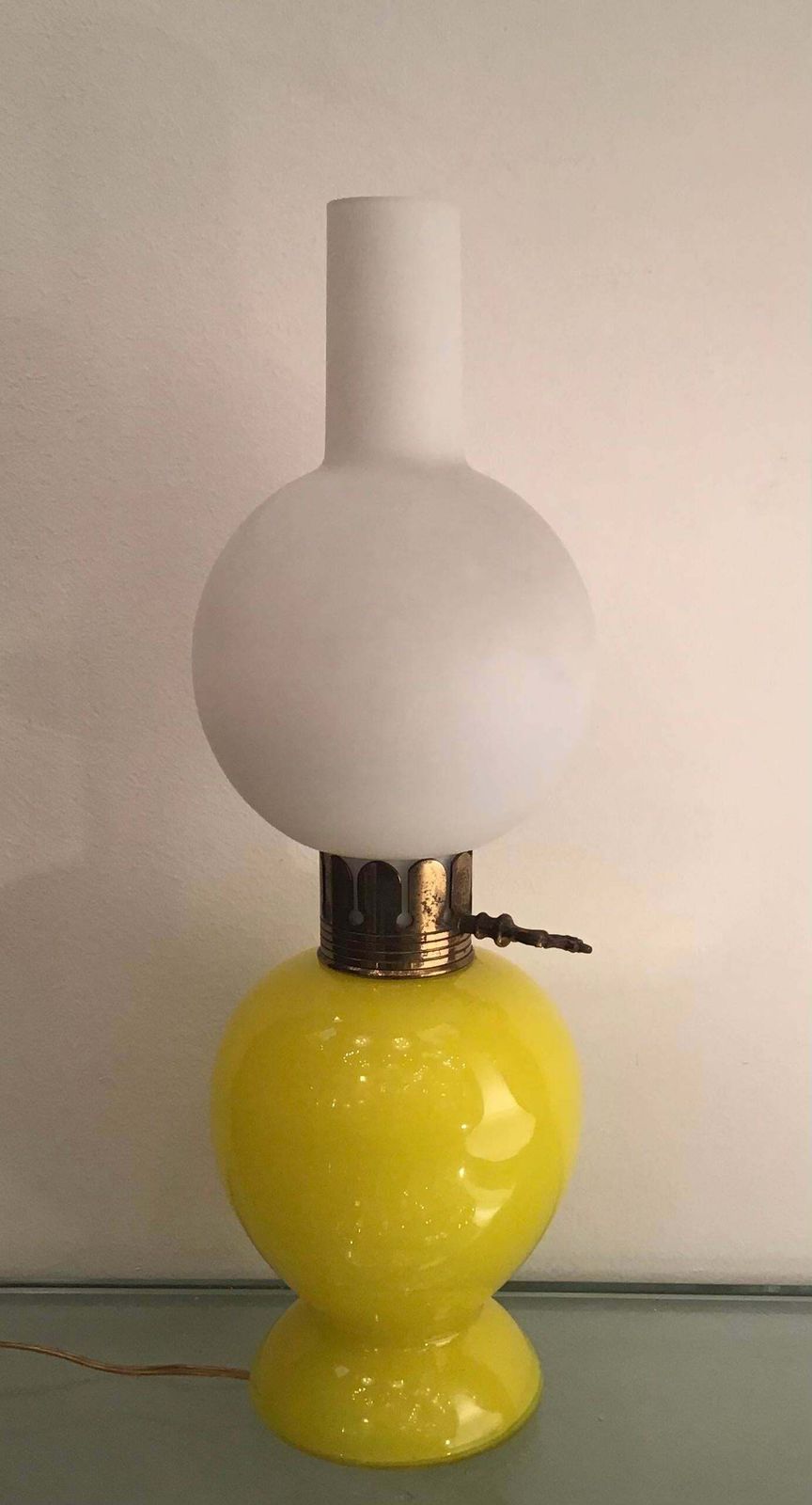 Seguso Table Lamp Brass Glass Opaline Glass 1955 Italy photo for sale