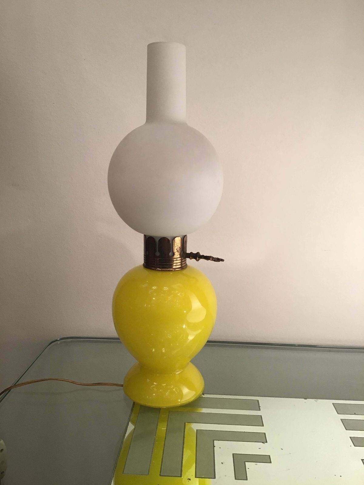 Lighting Seguso Table Lamp Brass Glass Opaline Glass 1955 Italy photo