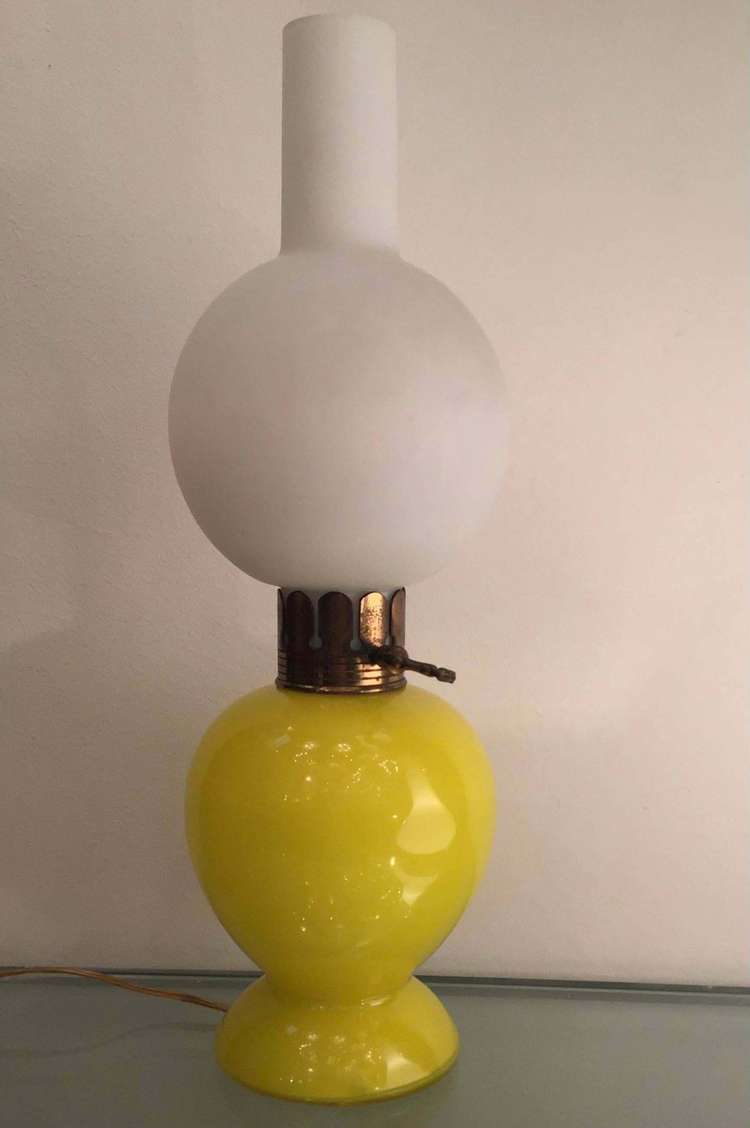 996.0 Seguso Table Lamp Brass Glass Opaline Glass 1955 Italy photo