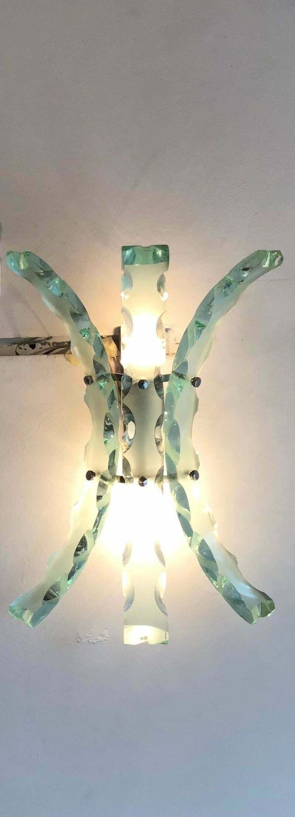 photo for sale Cristal Arte Appliqués Glass Metal Crome, 1950, Italy