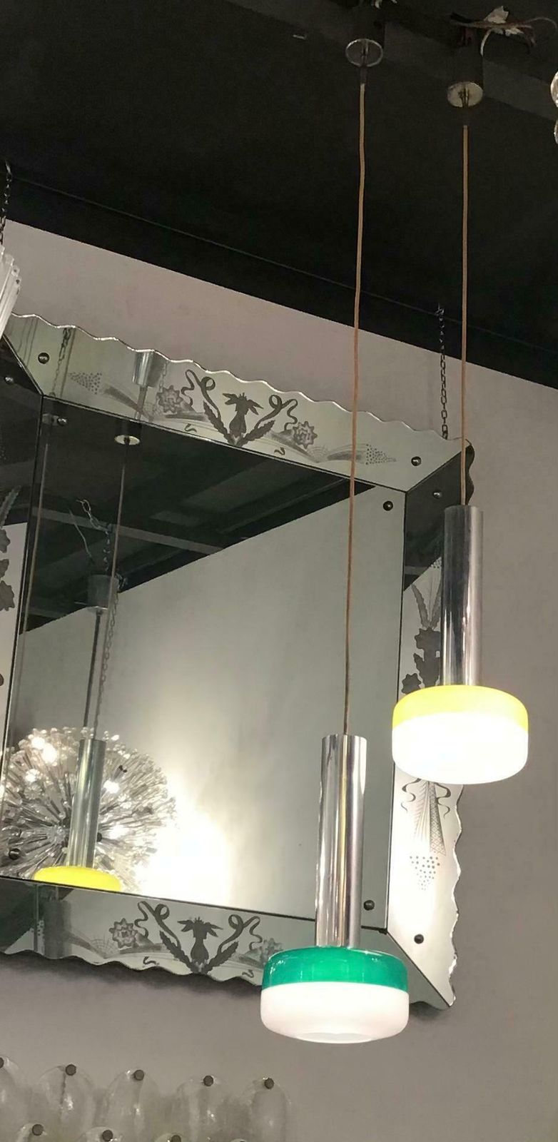 Stilnovo Chandelier Plexiglas Metal Crome 1955 Italy photo furniture
